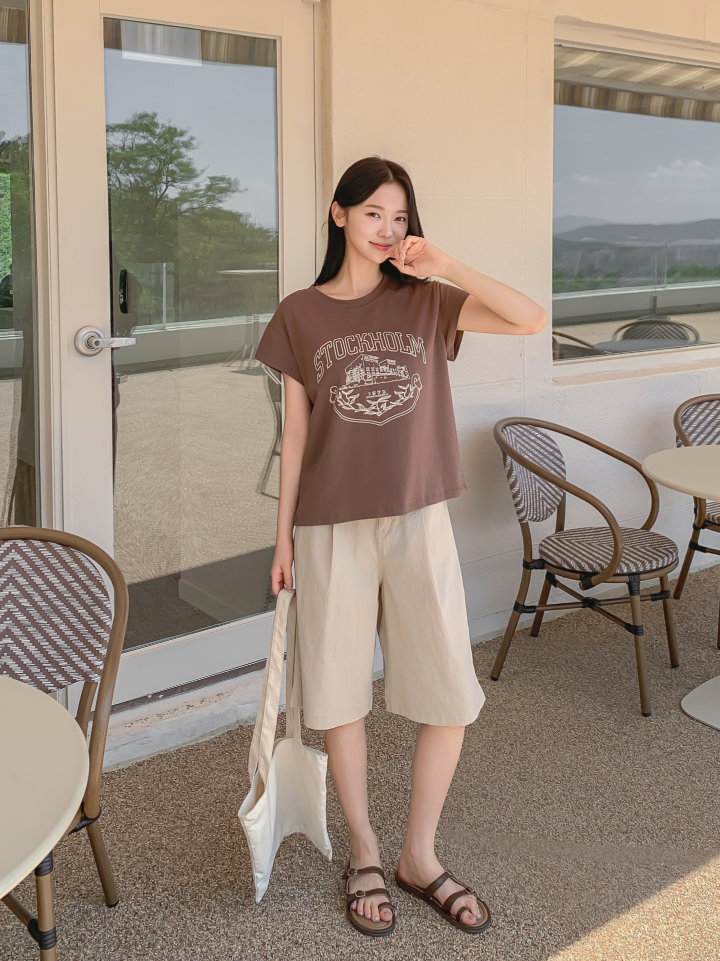 ラウンドネックキャップスリーブ半袖プリントTシャツ | 詳細画像19