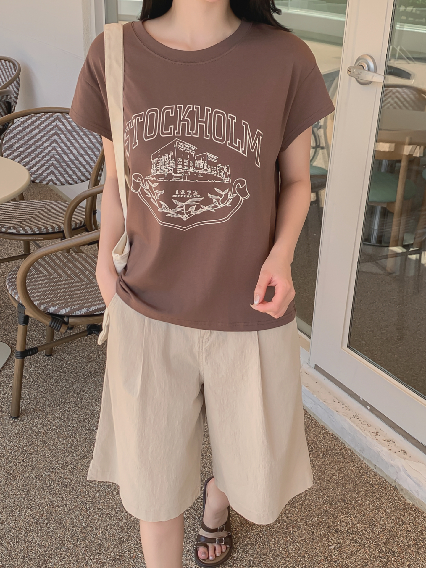 ラウンドネックキャップスリーブ半袖プリントTシャツ | 詳細画像20