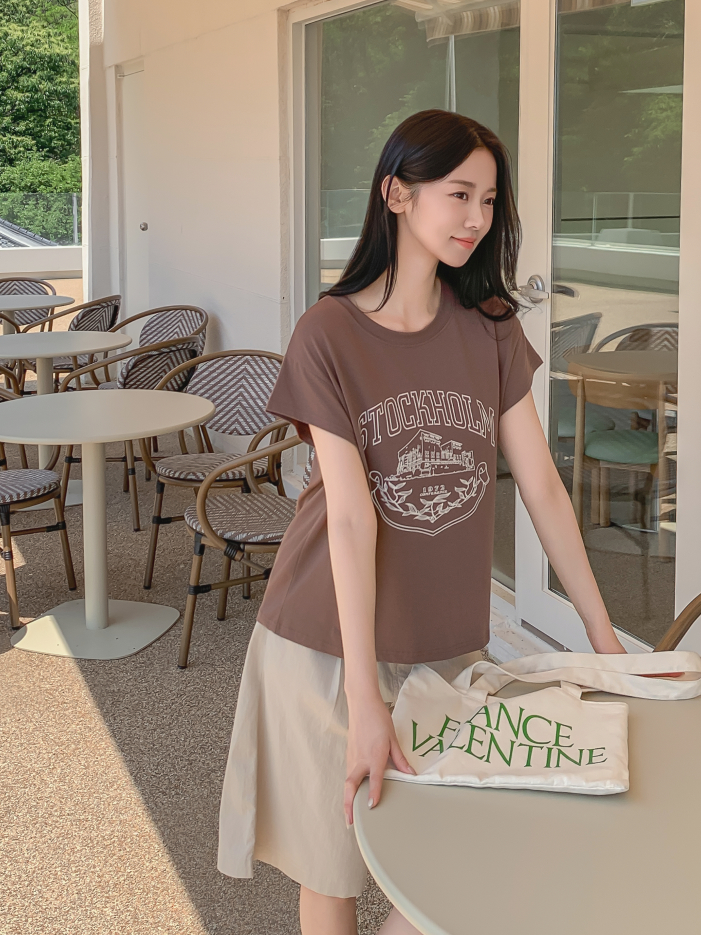 ラウンドネックキャップスリーブ半袖プリントTシャツ | 詳細画像22