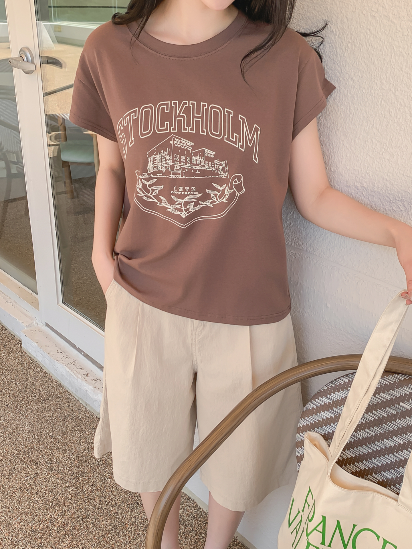 ラウンドネックキャップスリーブ半袖プリントTシャツ | 詳細画像24