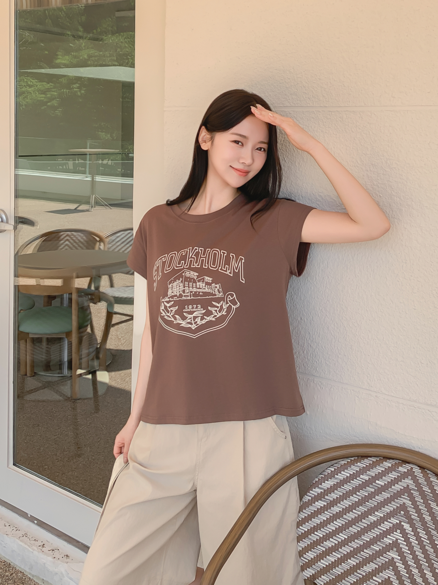 ラウンドネックキャップスリーブ半袖プリントTシャツ | 詳細画像25