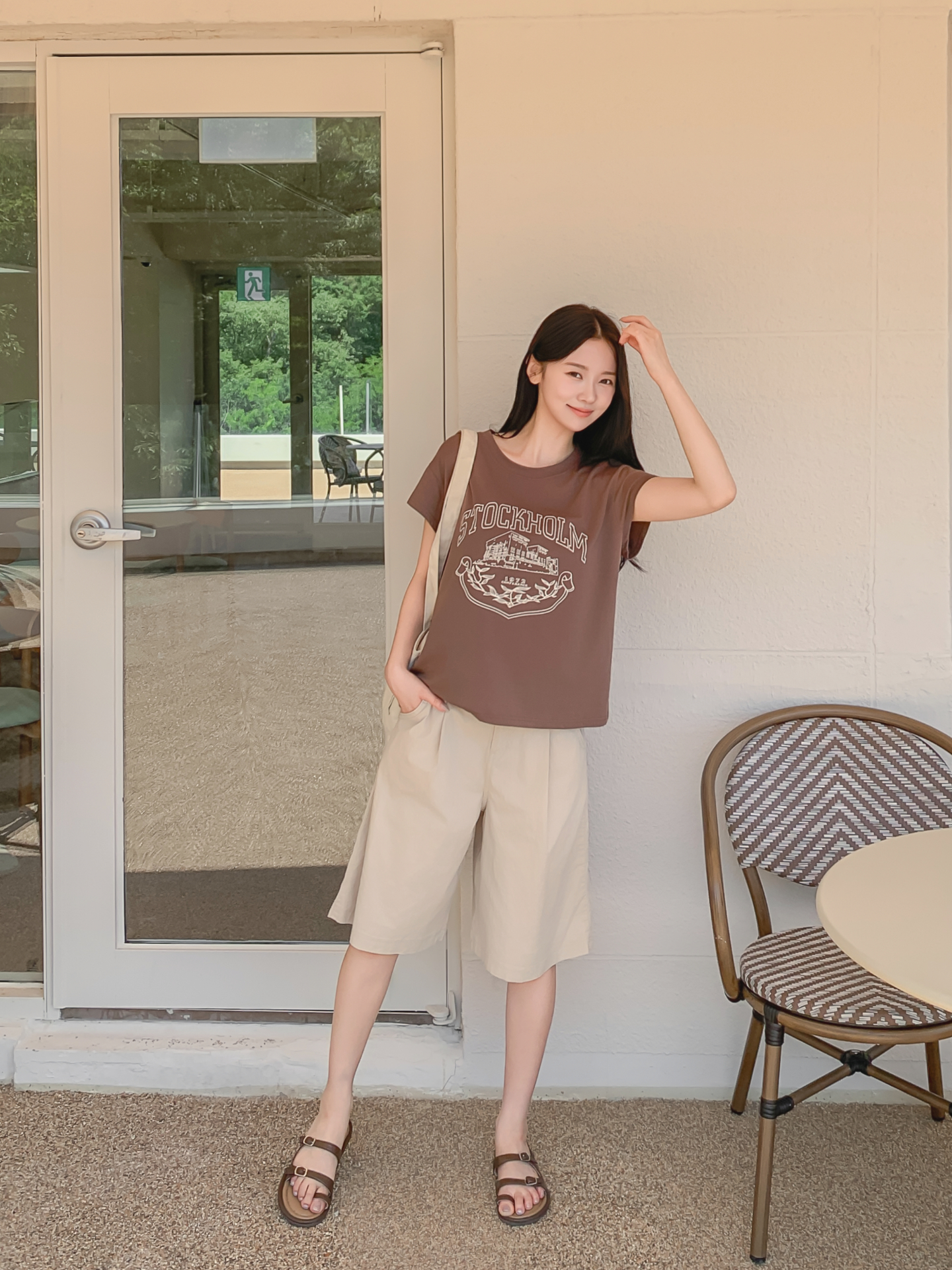 ラウンドネックキャップスリーブ半袖プリントTシャツ | 詳細画像28