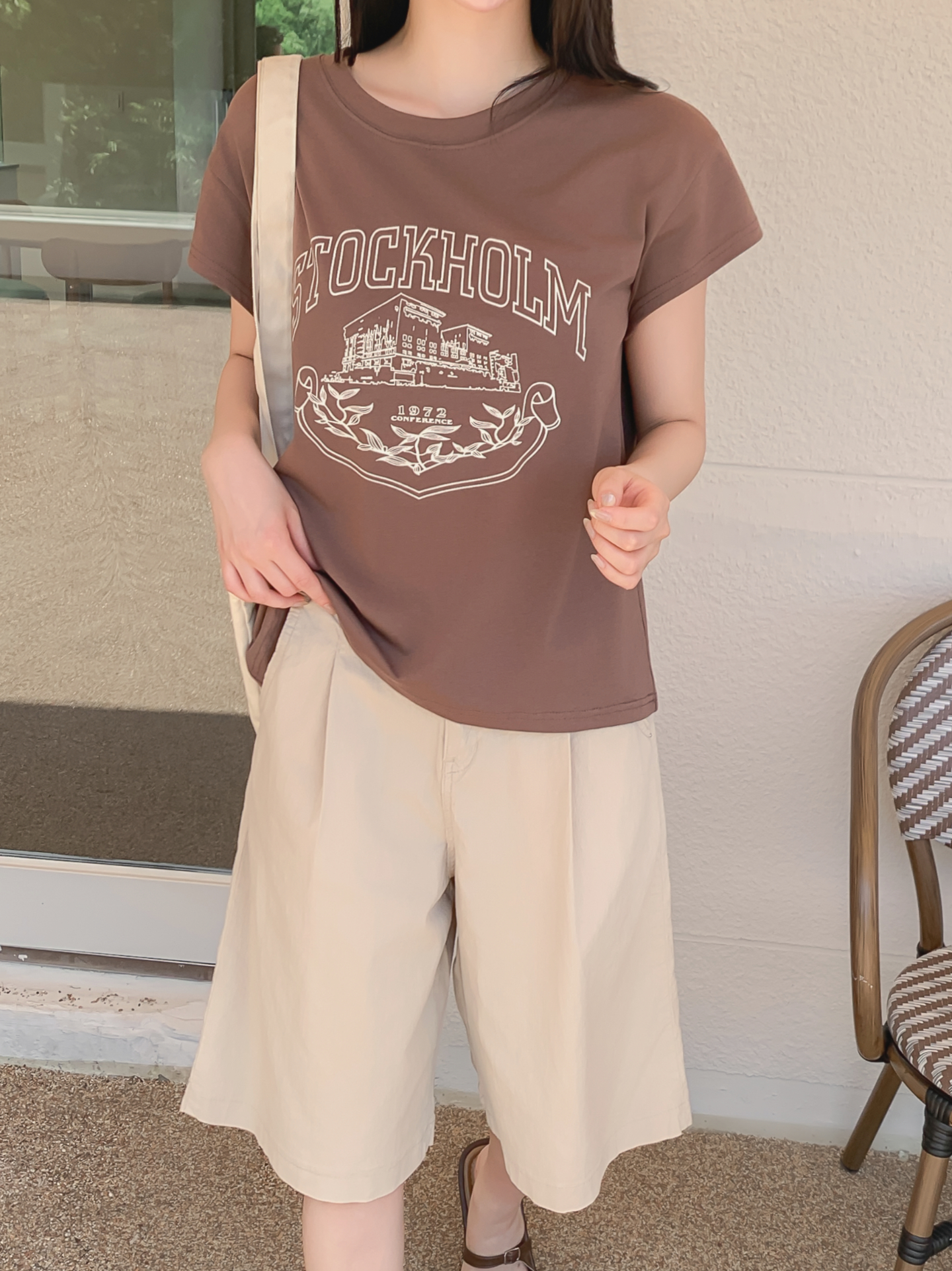 ラウンドネックキャップスリーブ半袖プリントTシャツ | 詳細画像29