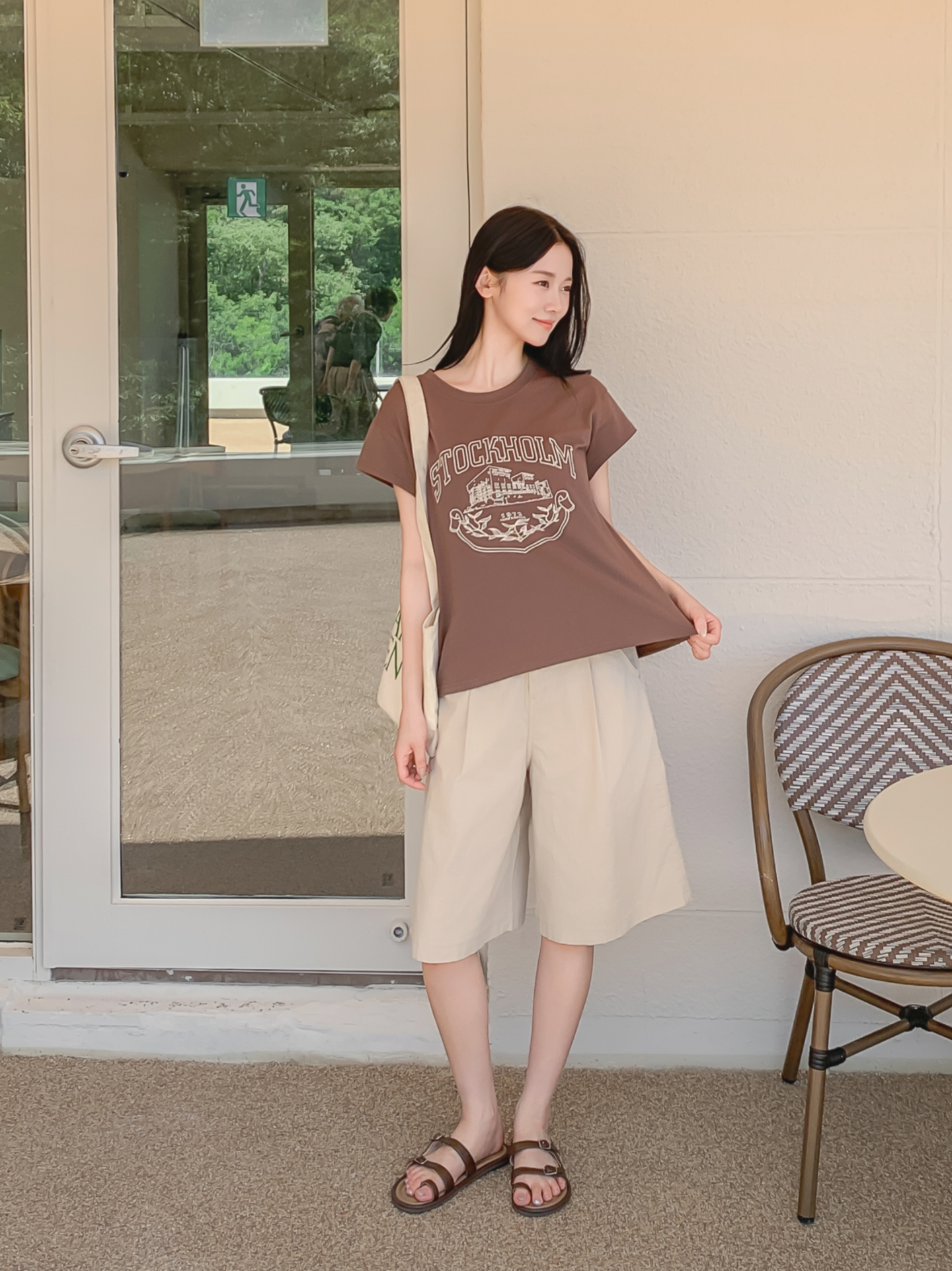 ラウンドネックキャップスリーブ半袖プリントTシャツ | 詳細画像30
