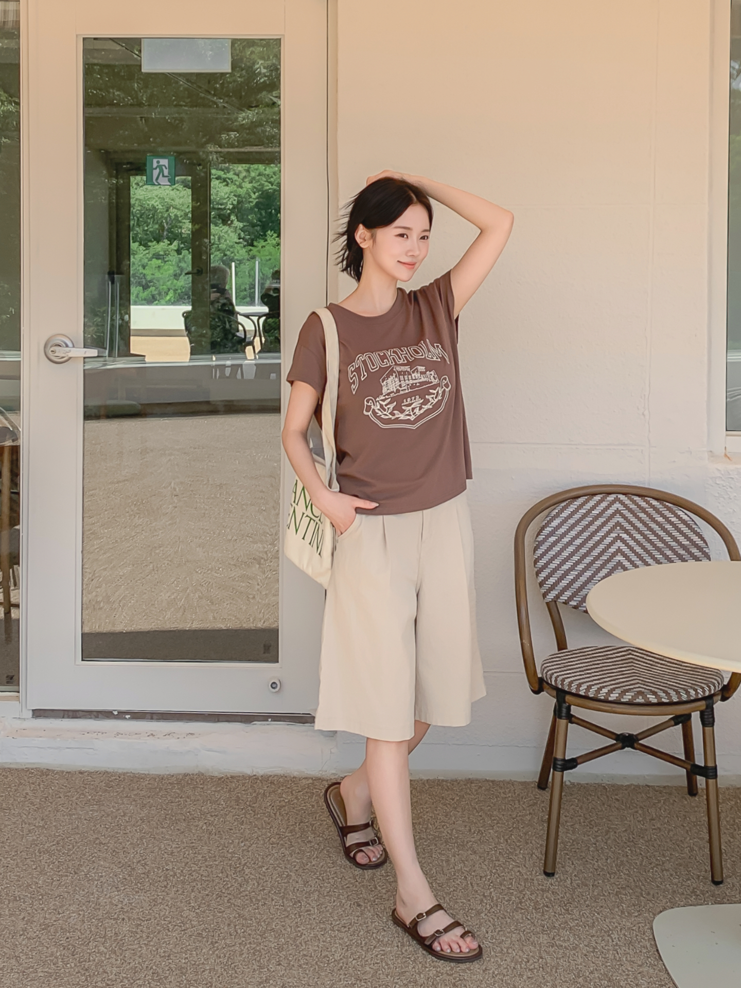 ラウンドネックキャップスリーブ半袖プリントTシャツ | 詳細画像31