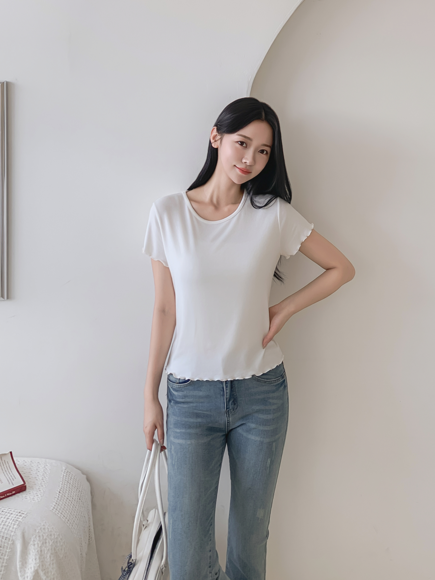 ラウンドネックメロウ半袖無地Tシャツ | 詳細画像25