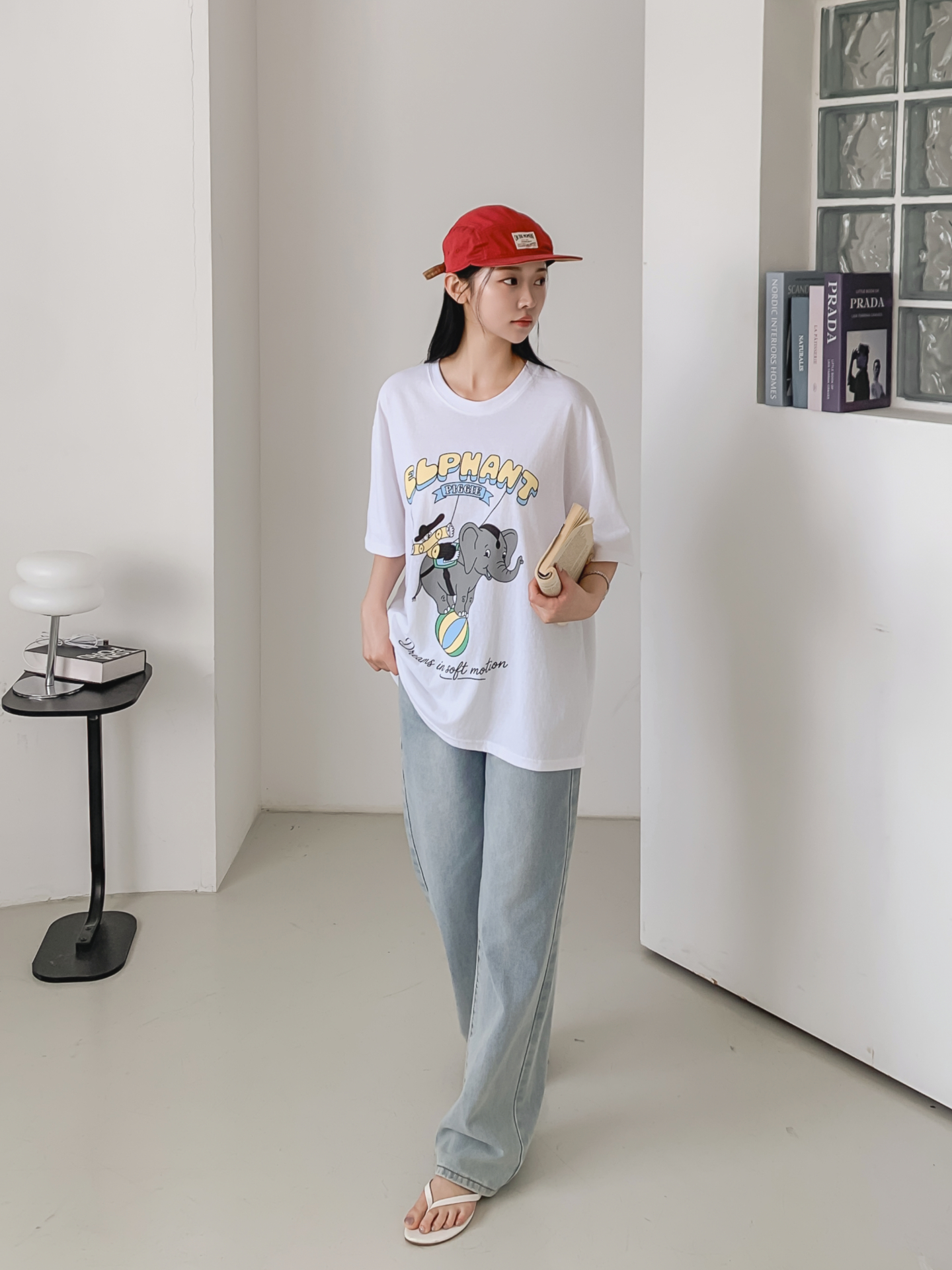 コットンラウンドネックオーバーサイズ半袖プリントTシャツ | 詳細画像4