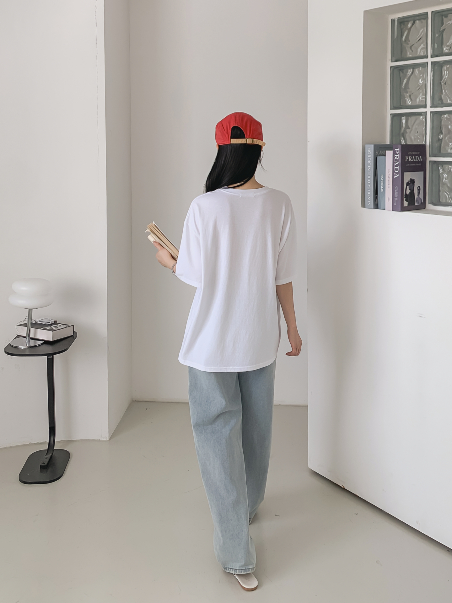 コットンラウンドネックオーバーサイズ半袖プリントTシャツ | 詳細画像5