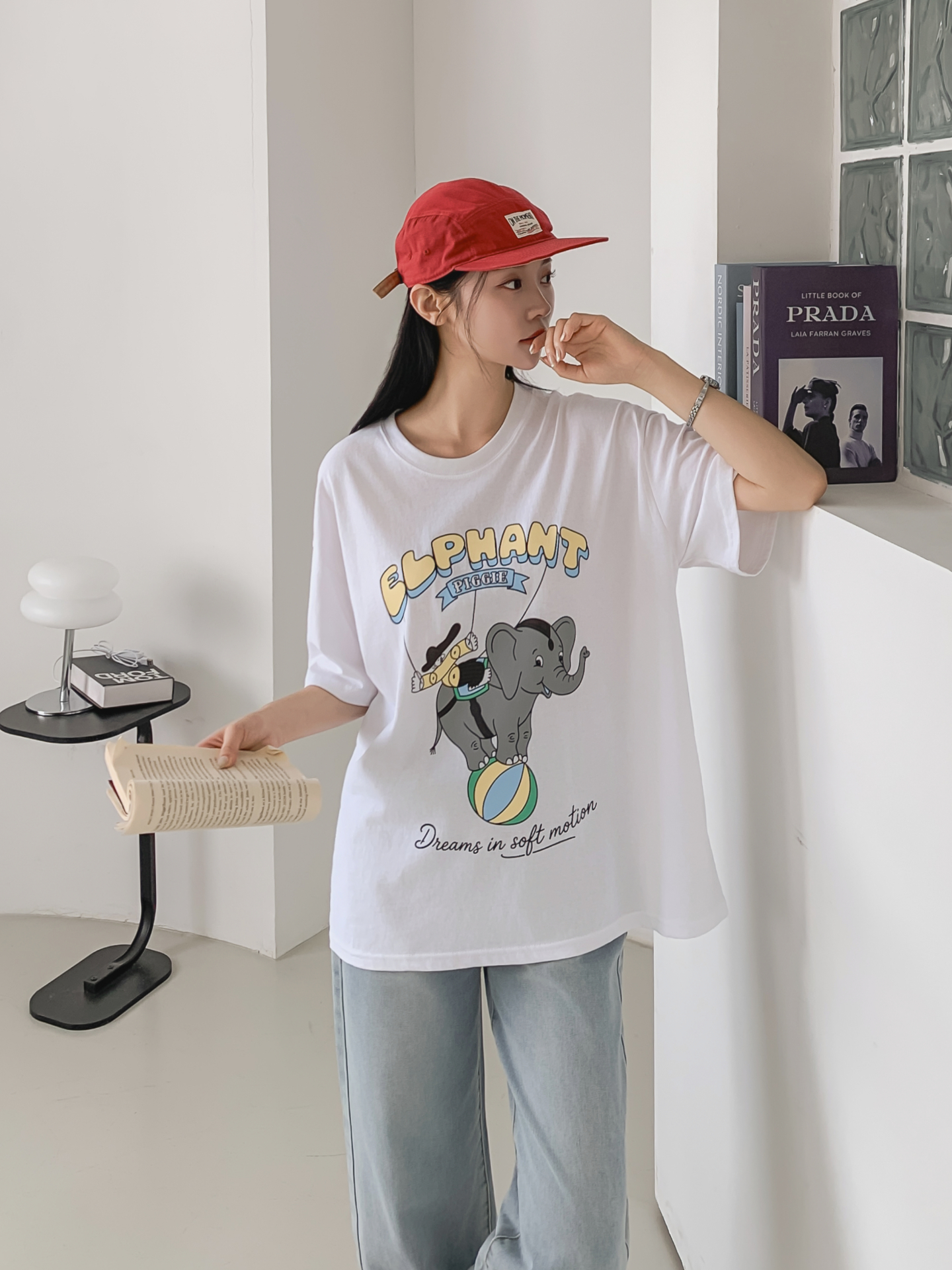 コットンラウンドネックオーバーサイズ半袖プリントTシャツ | 詳細画像6