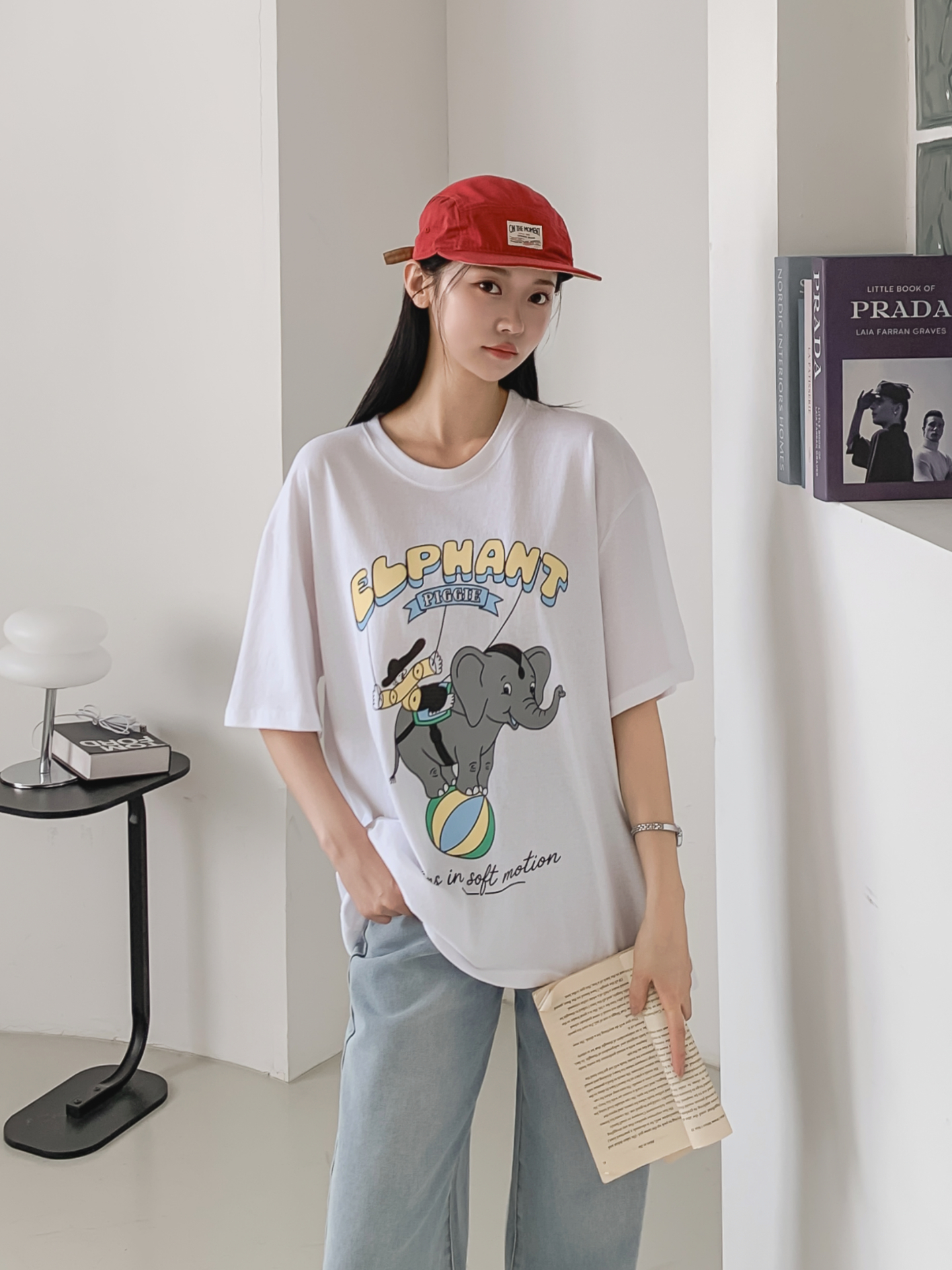 コットンラウンドネックオーバーサイズ半袖プリントTシャツ | 詳細画像7