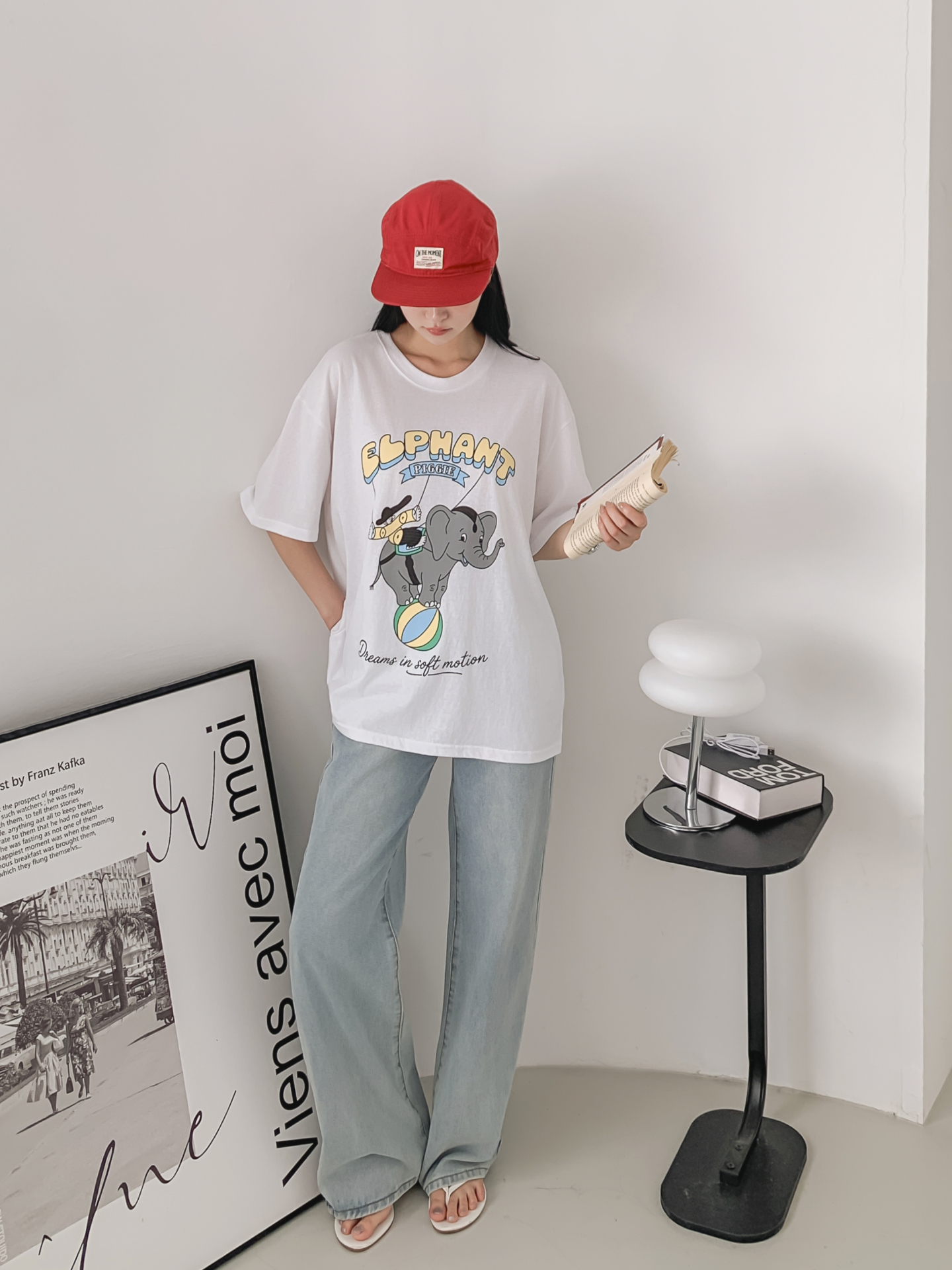コットンラウンドネックオーバーサイズ半袖プリントTシャツ | 詳細画像8