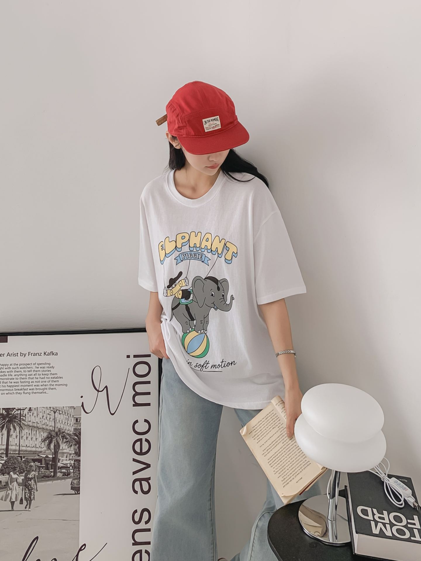 コットンラウンドネックオーバーサイズ半袖プリントTシャツ | 詳細画像9