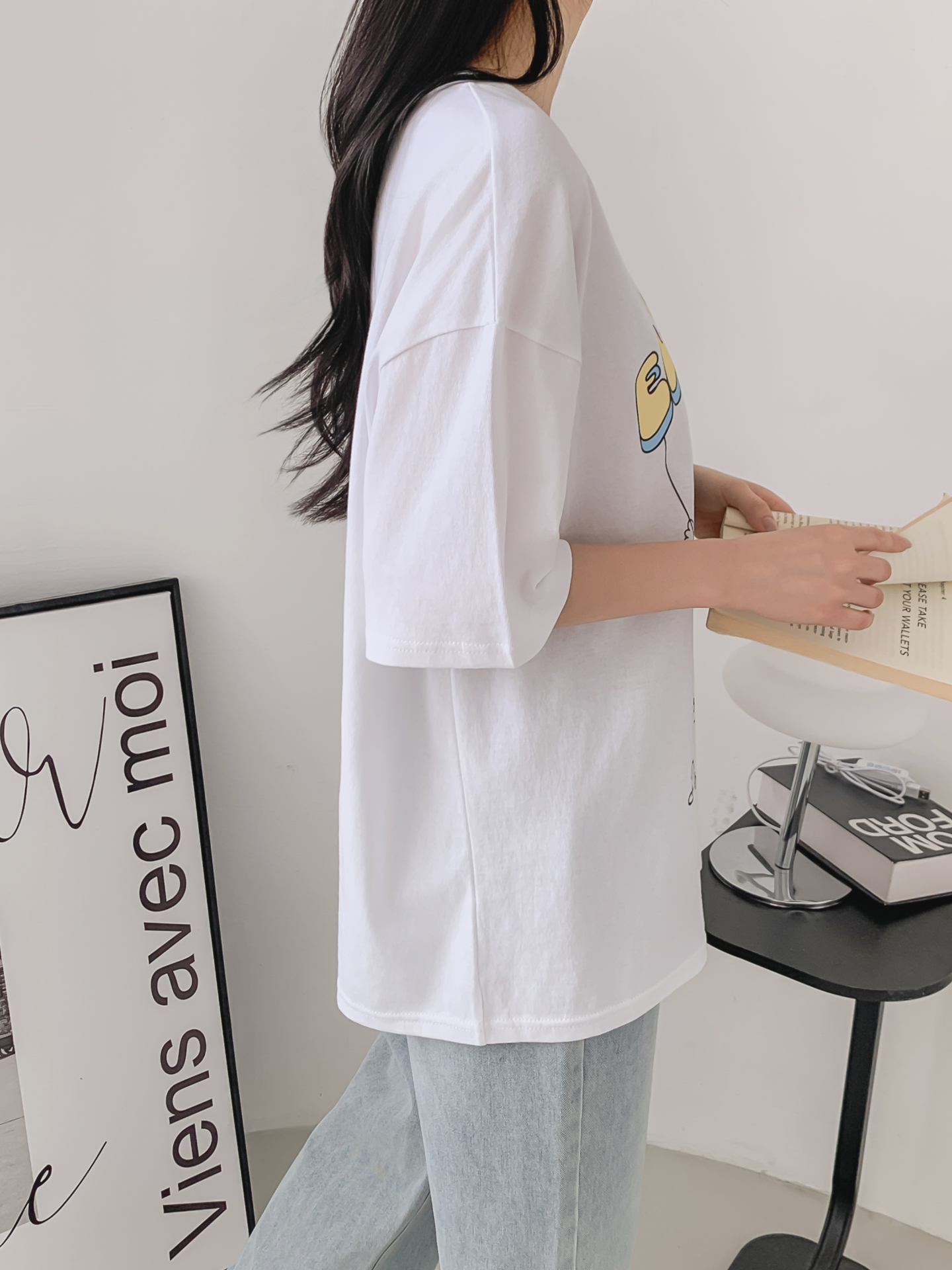 コットンラウンドネックオーバーサイズ半袖プリントTシャツ | 詳細画像10
