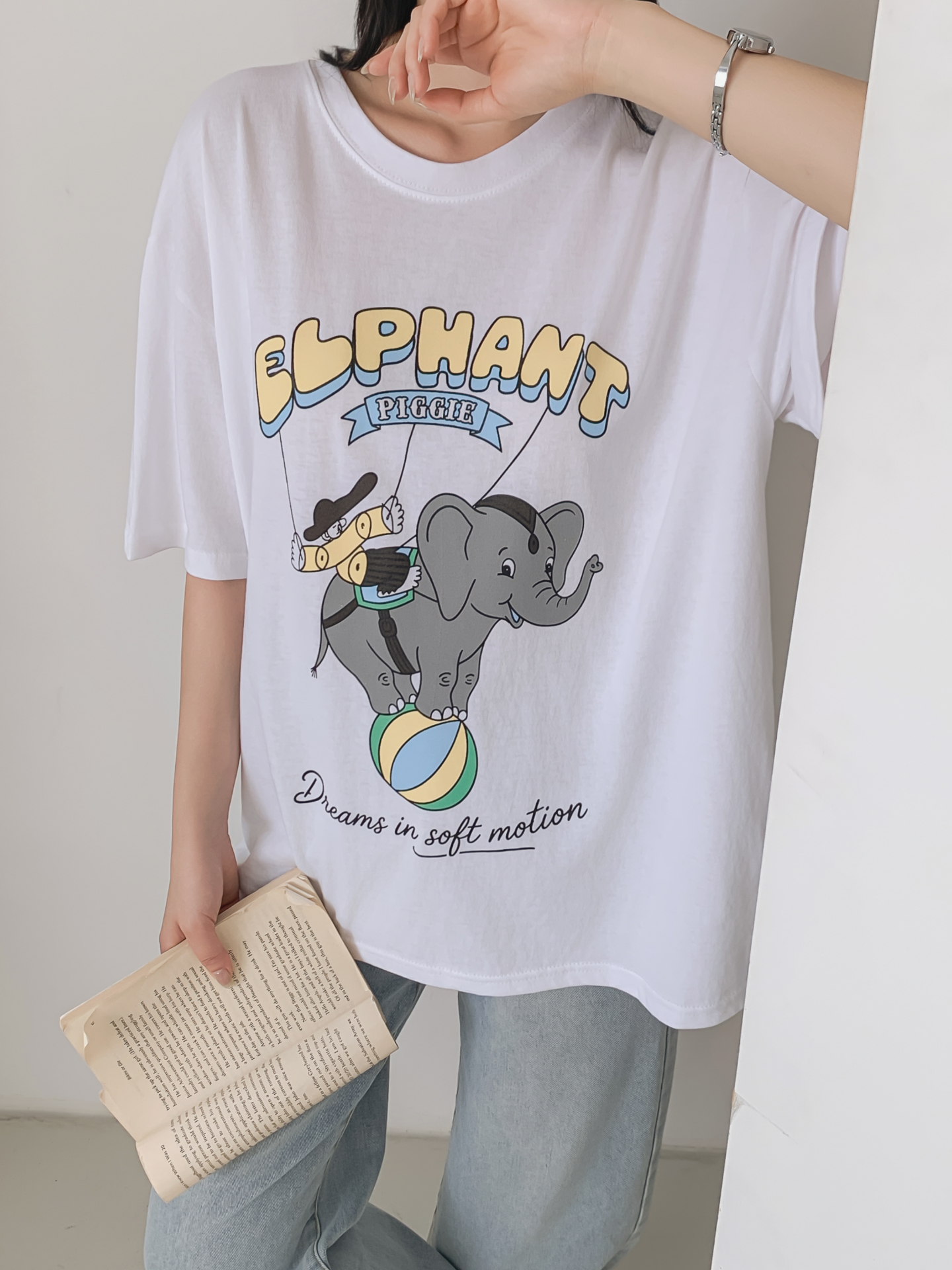 コットンラウンドネックオーバーサイズ半袖プリントTシャツ | 詳細画像11