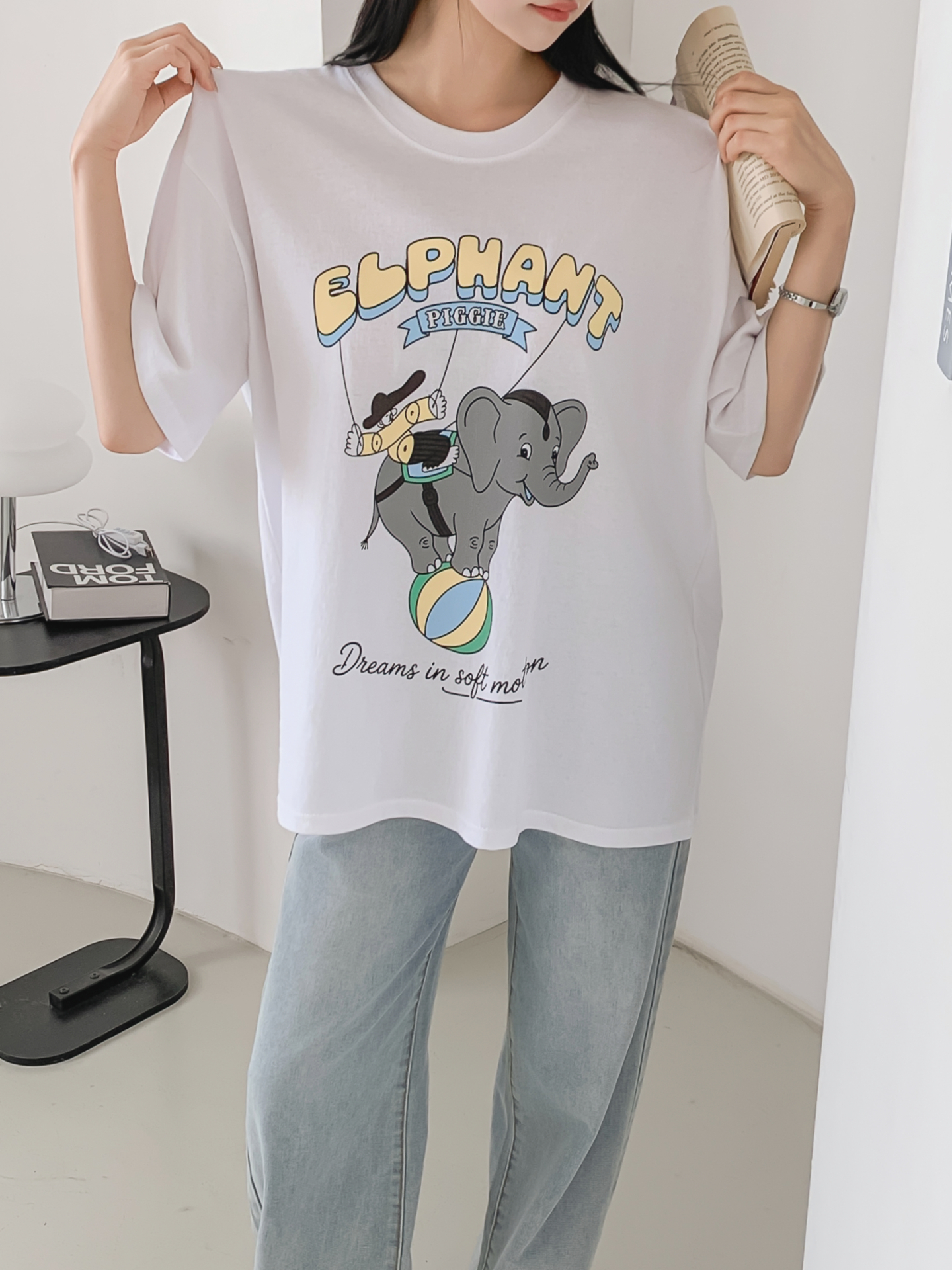 コットンラウンドネックオーバーサイズ半袖プリントTシャツ | 詳細画像13
