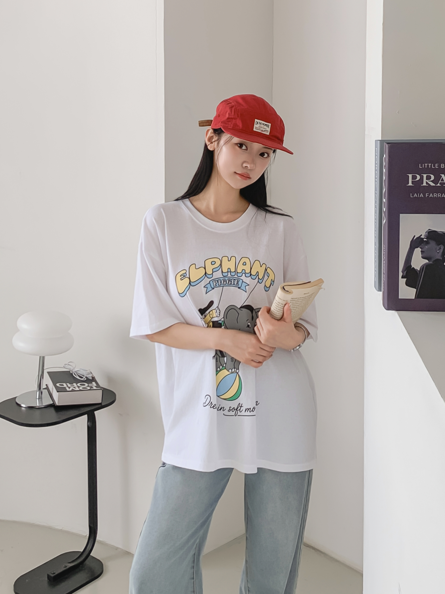 コットンラウンドネックオーバーサイズ半袖プリントTシャツ | 詳細画像14