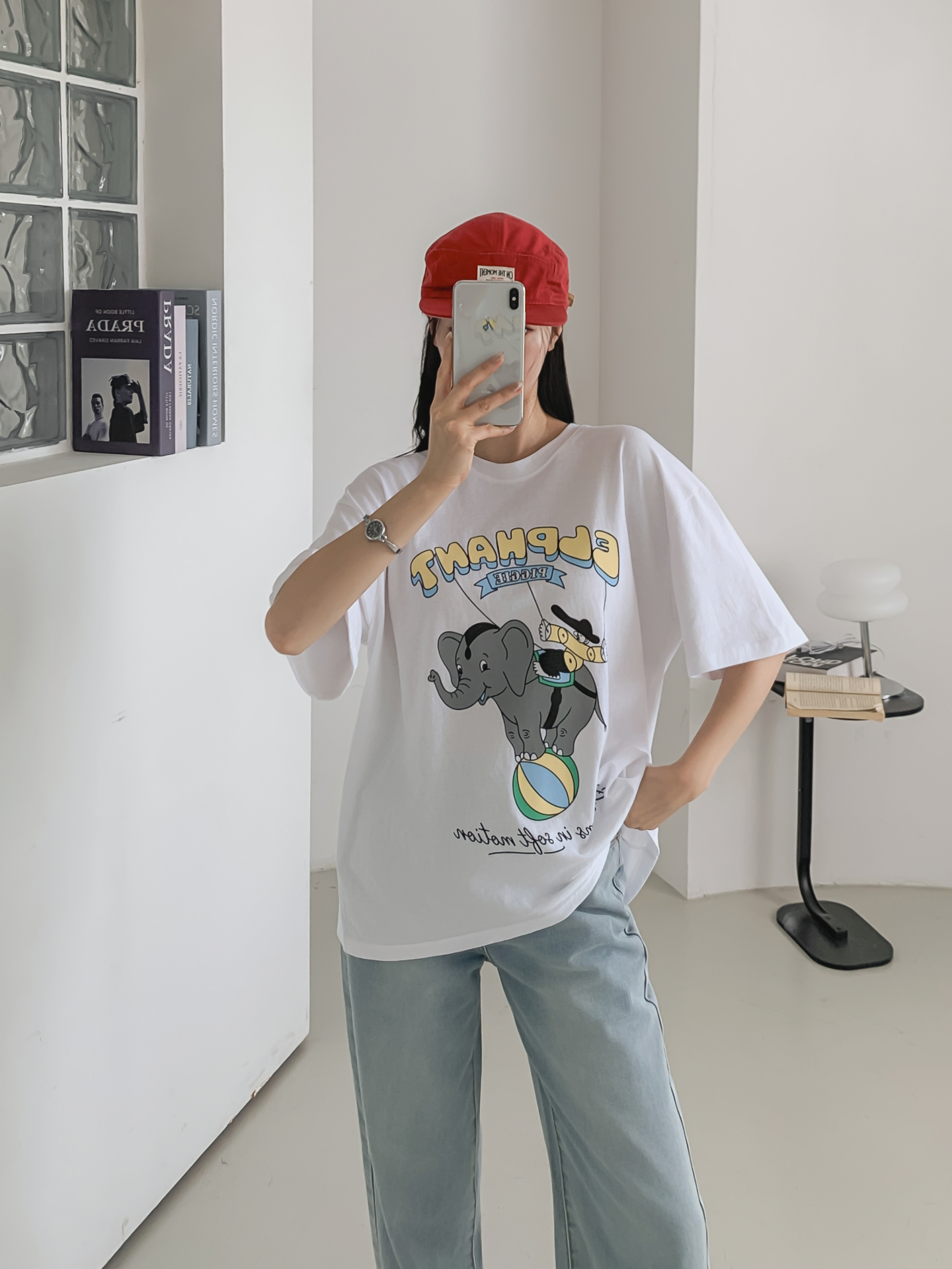 コットンラウンドネックオーバーサイズ半袖プリントTシャツ | 詳細画像20