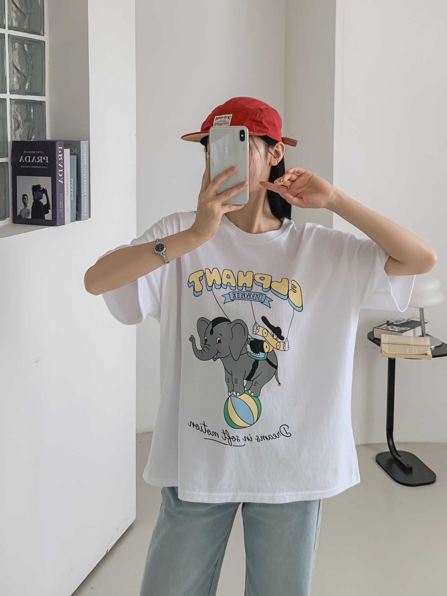 コットンラウンドネックオーバーサイズ半袖プリントTシャツ | 詳細画像21