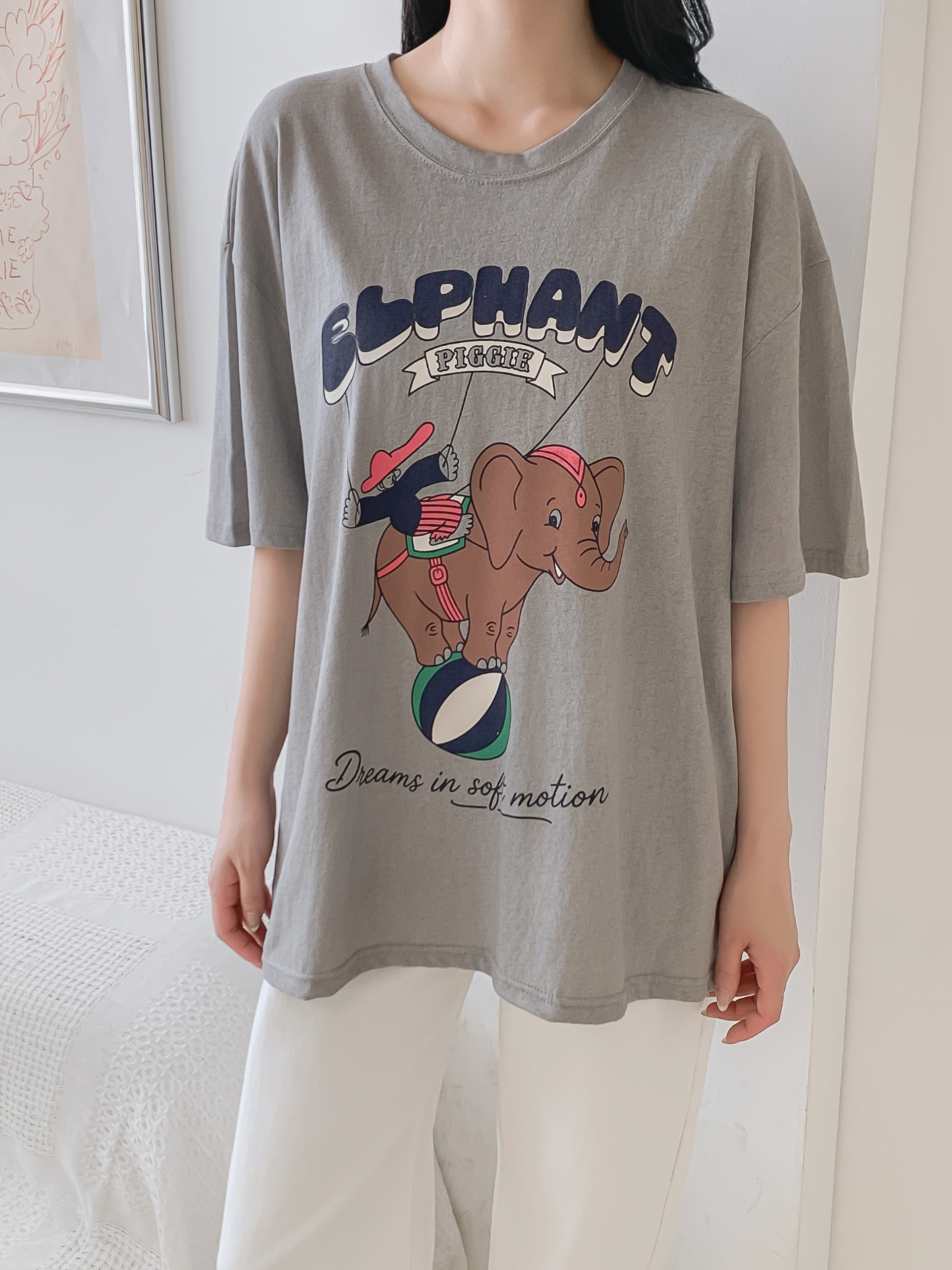 コットンラウンドネックオーバーサイズ半袖プリントTシャツ | 詳細画像25