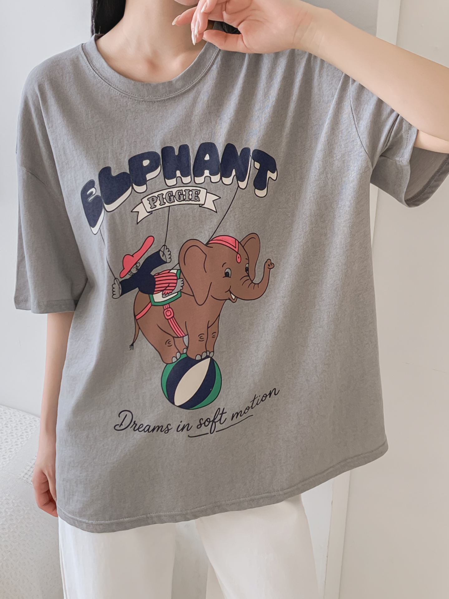 コットンラウンドネックオーバーサイズ半袖プリントTシャツ | 詳細画像27