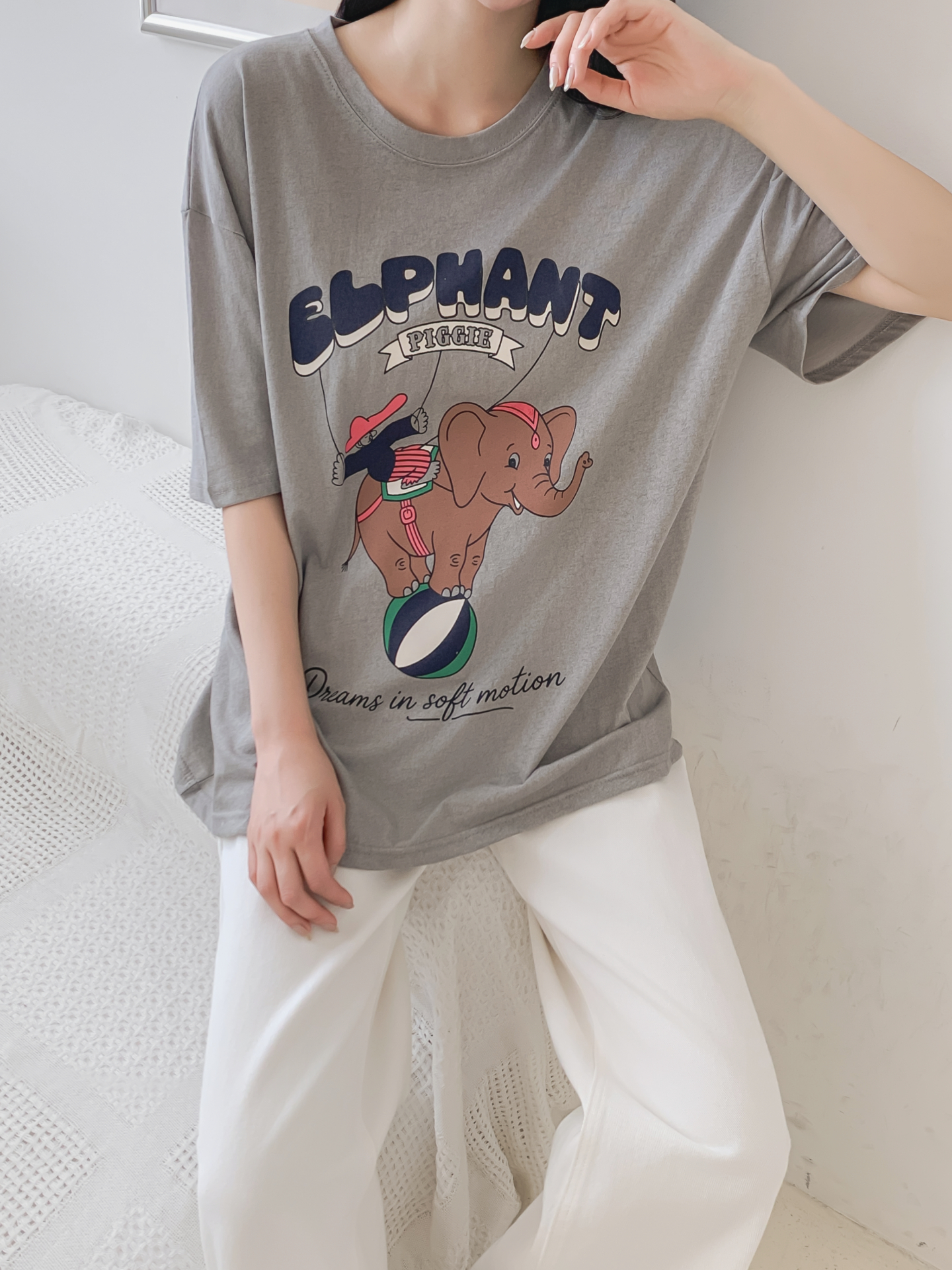 コットンラウンドネックオーバーサイズ半袖プリントTシャツ | 詳細画像29