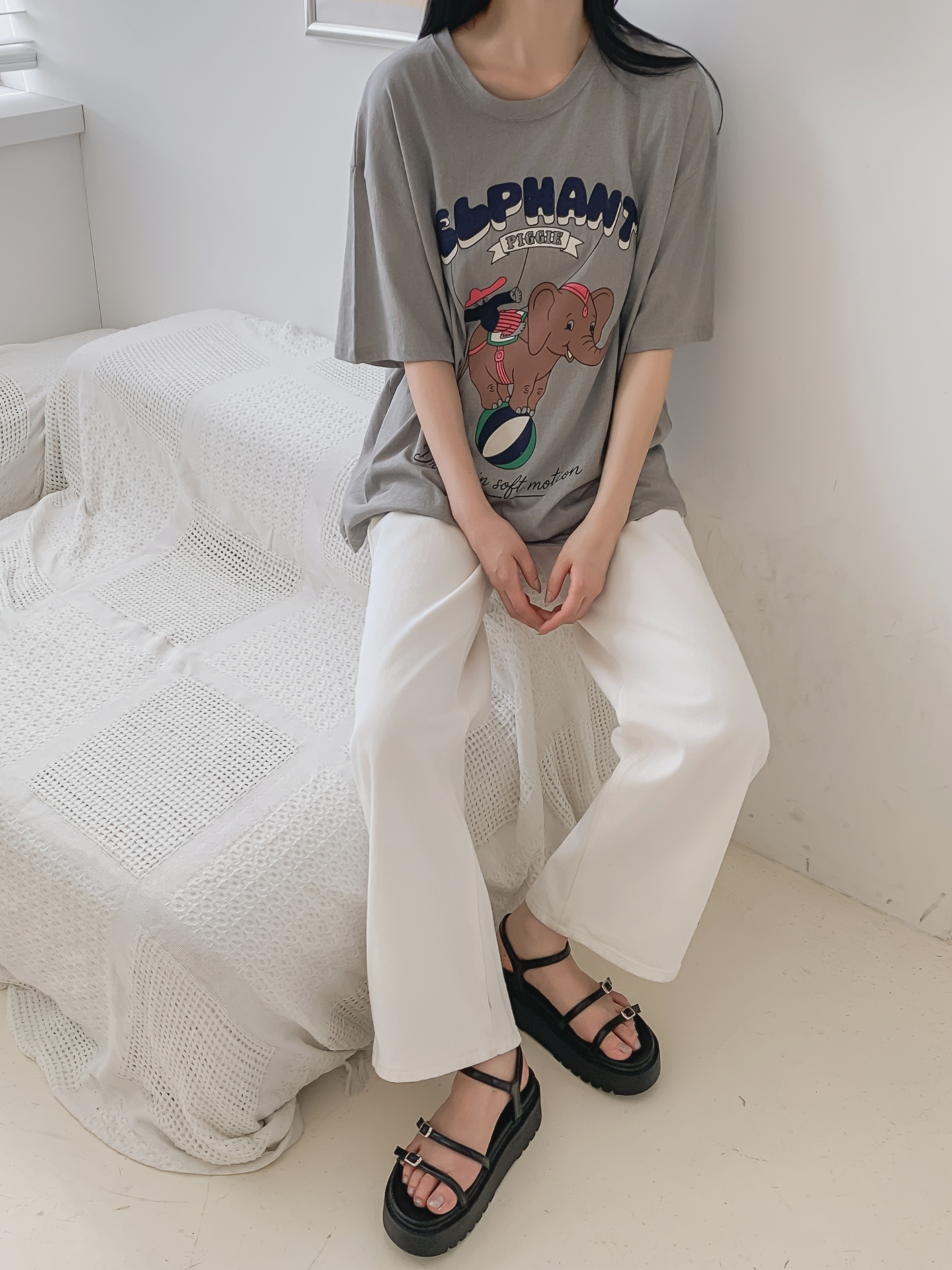 コットンラウンドネックオーバーサイズ半袖プリントTシャツ | 詳細画像31