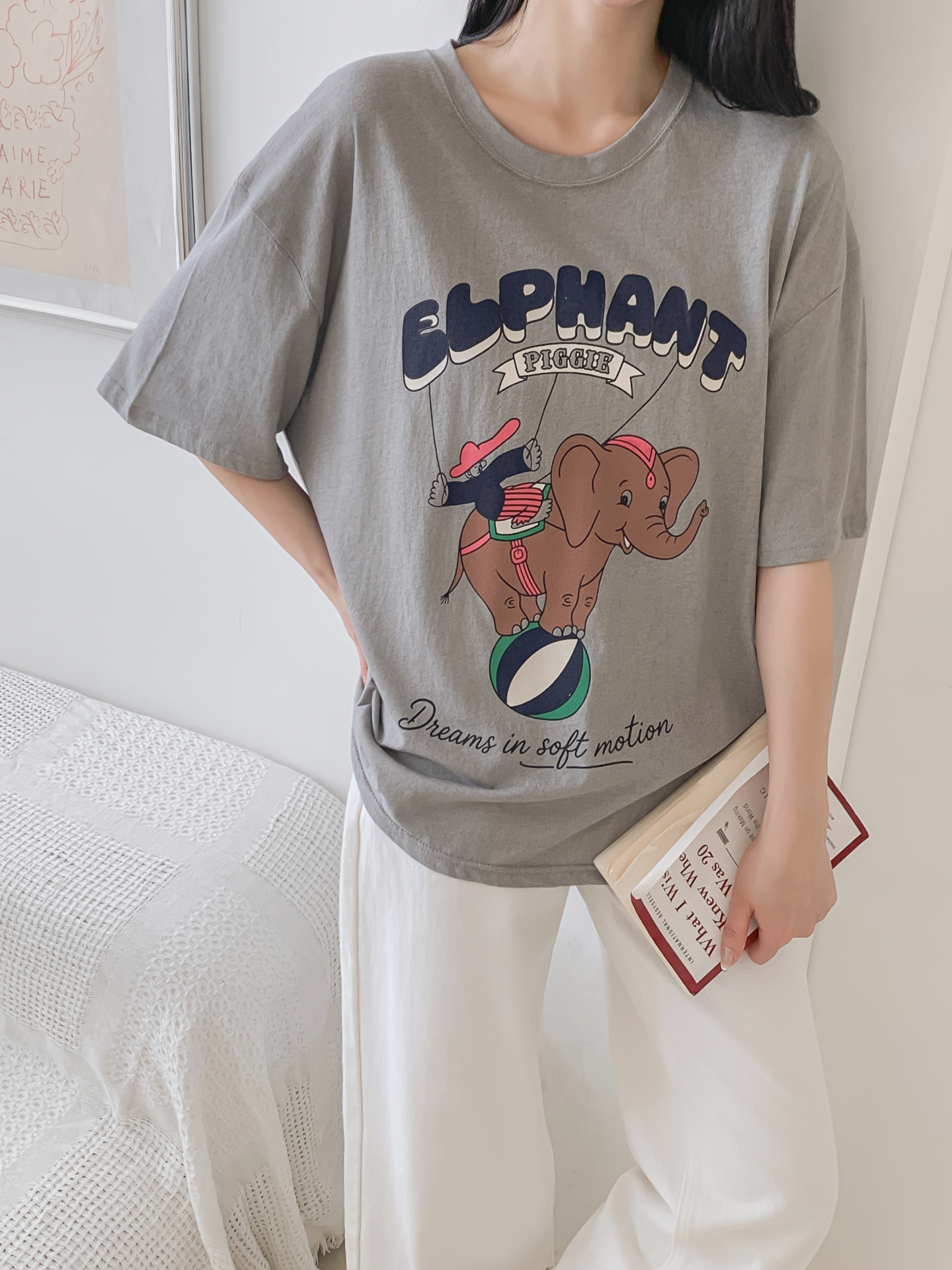 コットンラウンドネックオーバーサイズ半袖プリントTシャツ | 詳細画像33