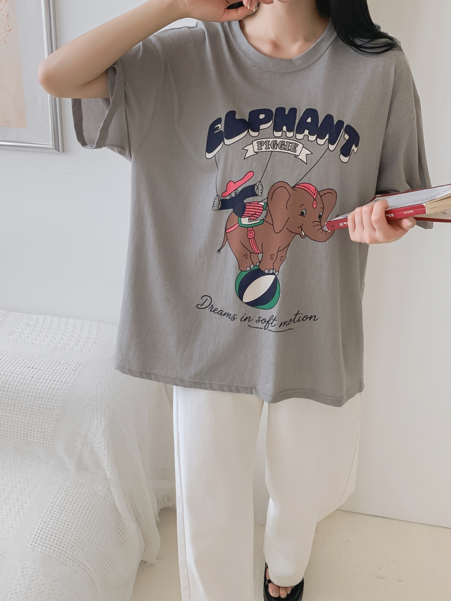 コットンラウンドネックオーバーサイズ半袖プリントTシャツ | 詳細画像34