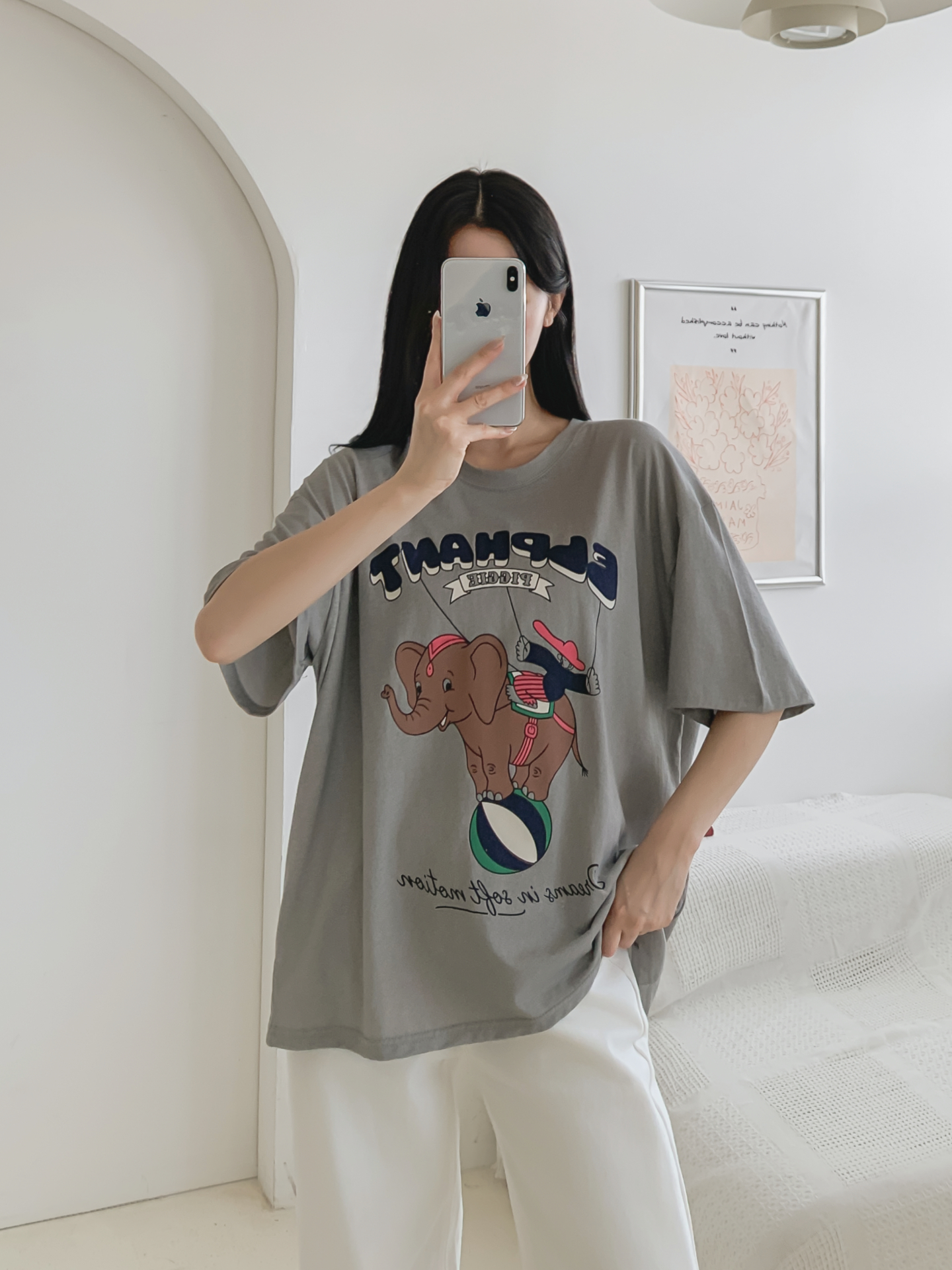 コットンラウンドネックオーバーサイズ半袖プリントTシャツ | 詳細画像38