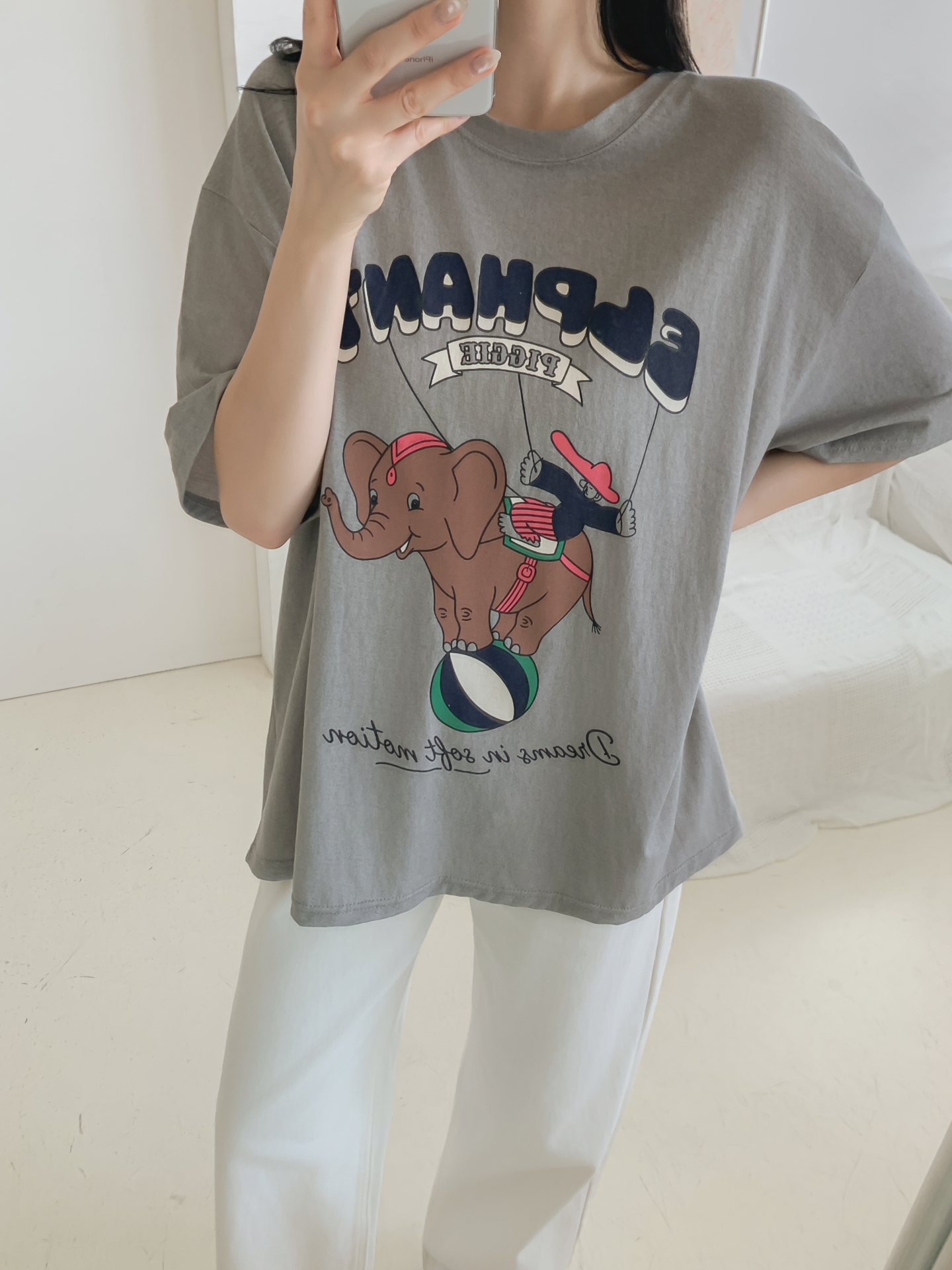 コットンラウンドネックオーバーサイズ半袖プリントTシャツ | 詳細画像39