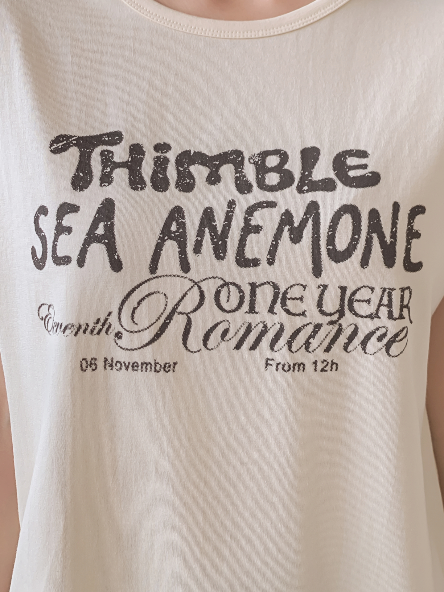 ラウンドネックフレンチスリーブ半袖レタリングTシャツ | 詳細画像10