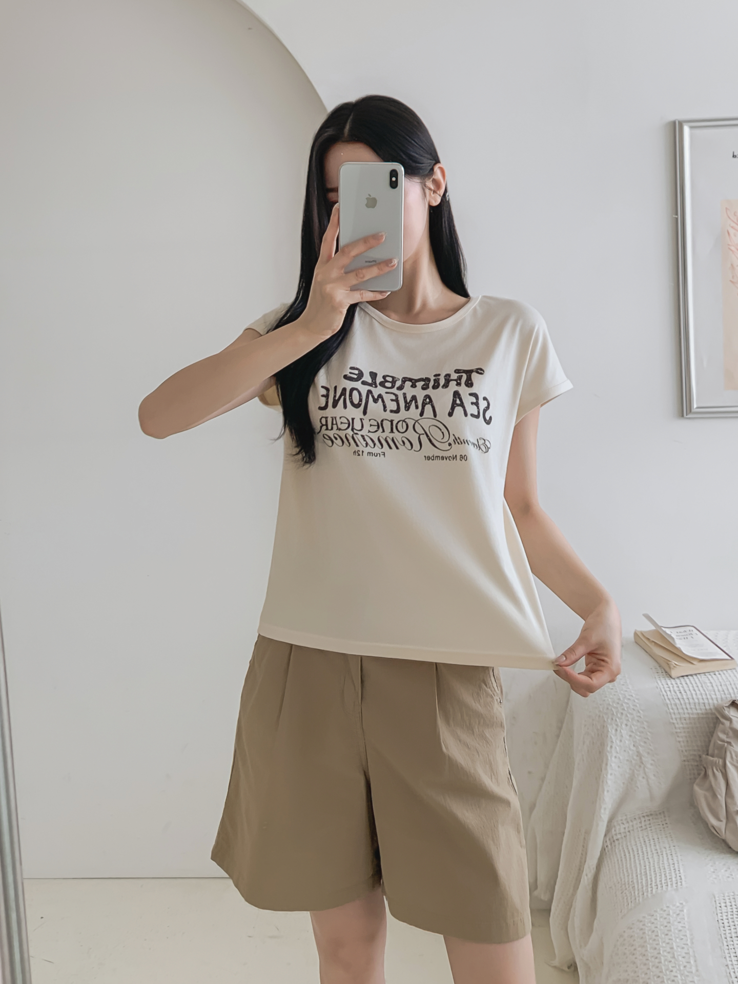ラウンドネックフレンチスリーブ半袖レタリングTシャツ | 詳細画像19