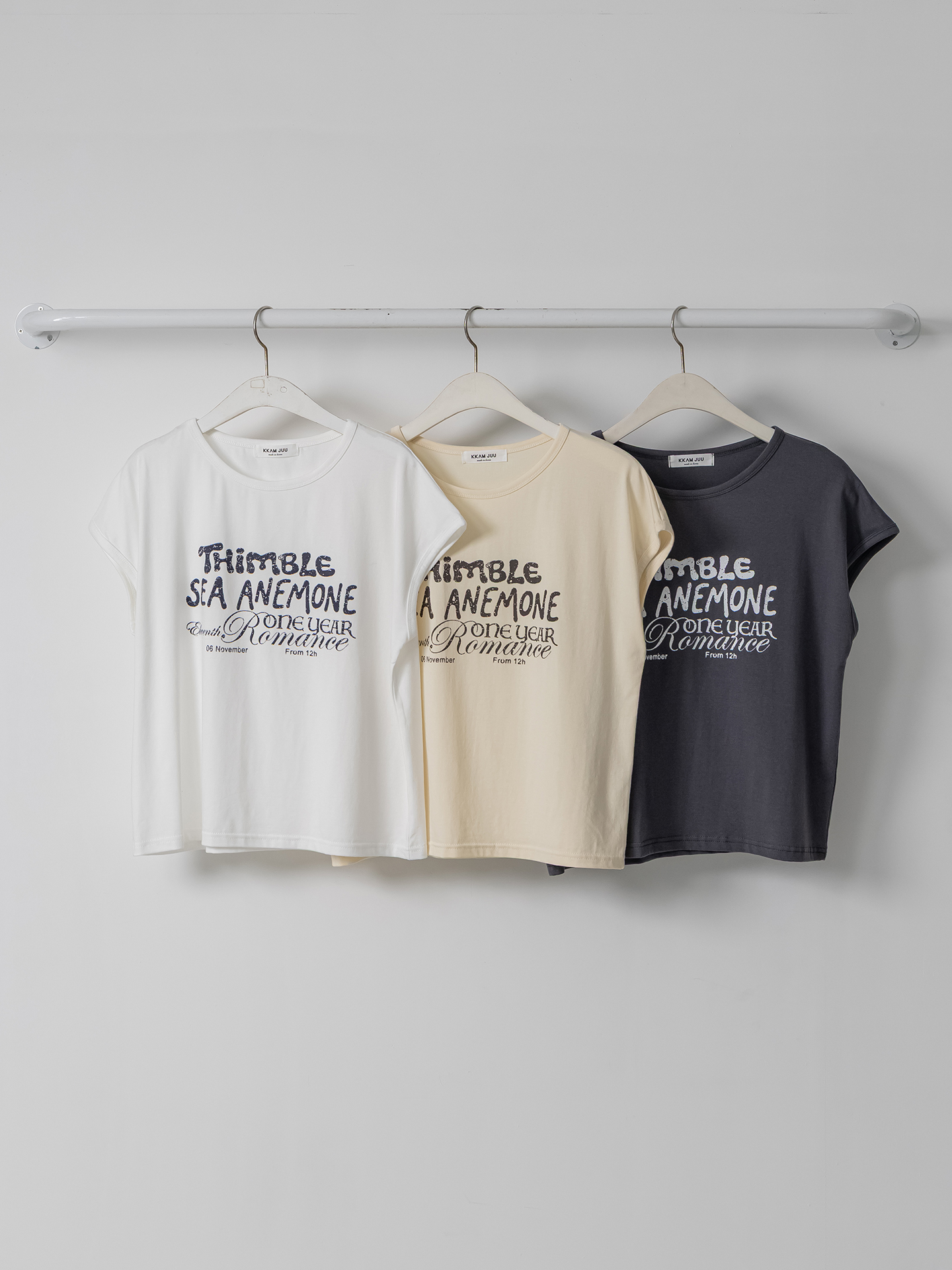 ラウンドネックフレンチスリーブ半袖レタリングTシャツ | 詳細画像37