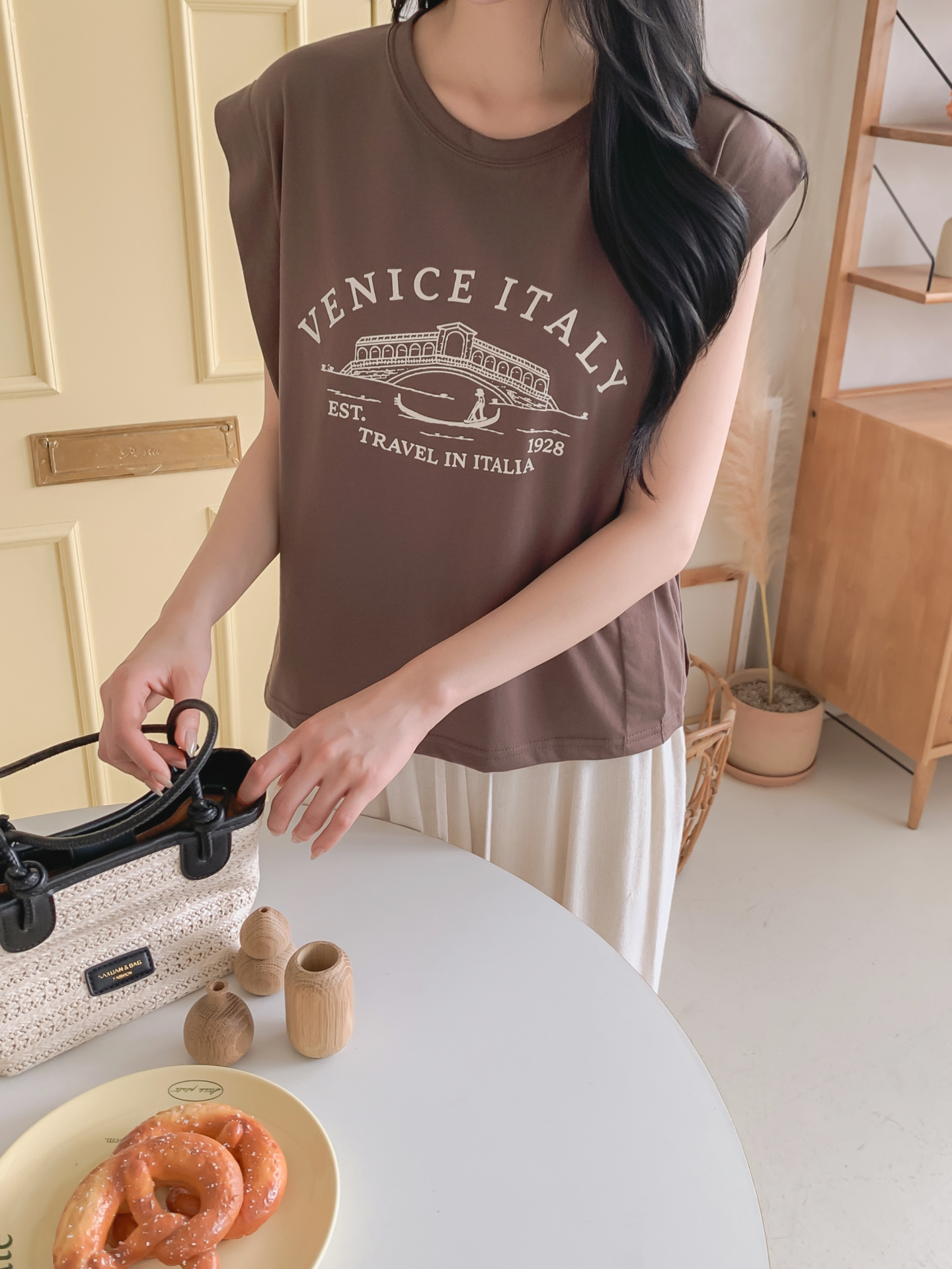 ラウンドネックフレンチスリーブルーズレタリングノースリーブ | 詳細画像20