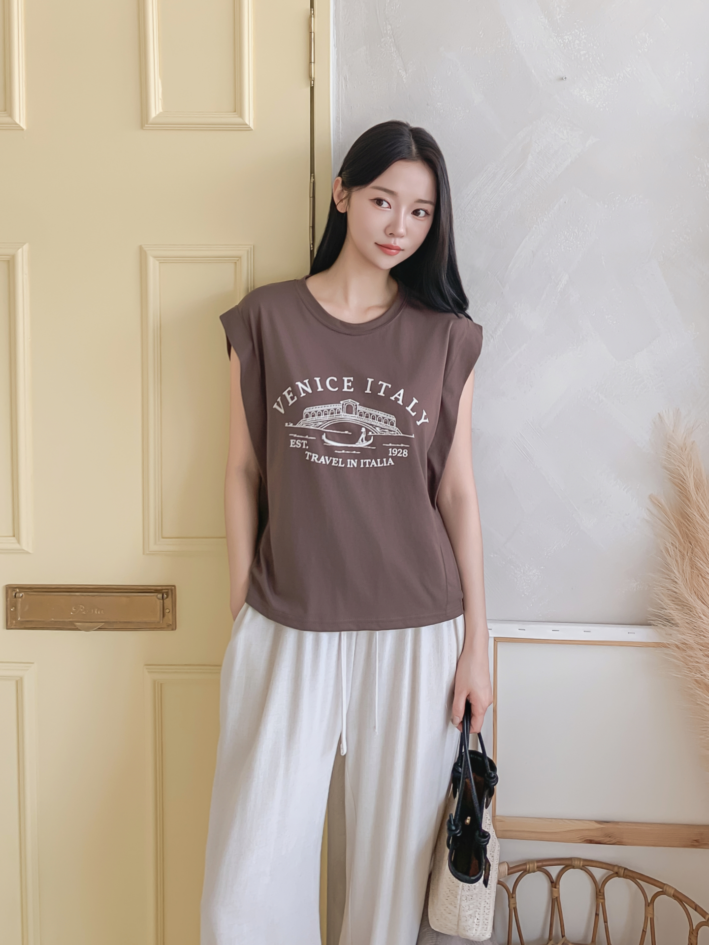 ラウンドネックフレンチスリーブルーズレタリングノースリーブ | 詳細画像29