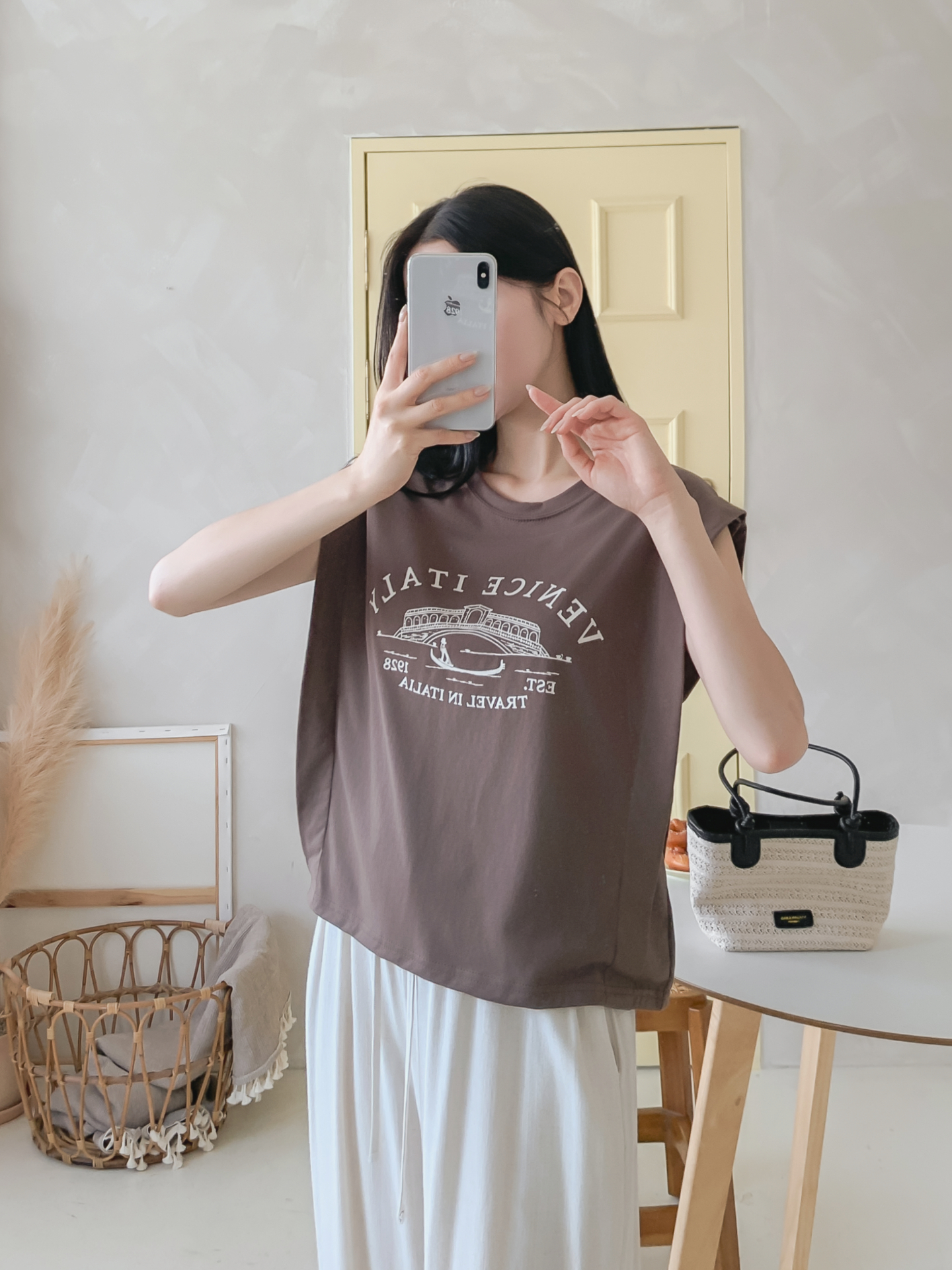 ラウンドネックフレンチスリーブルーズレタリングノースリーブ | 詳細画像35
