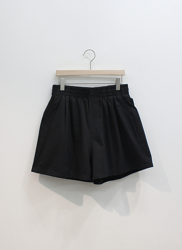 ブラックショートパンツ ウエストゴム ウエストゴムタックポケットショートパンツ | レディースファッション