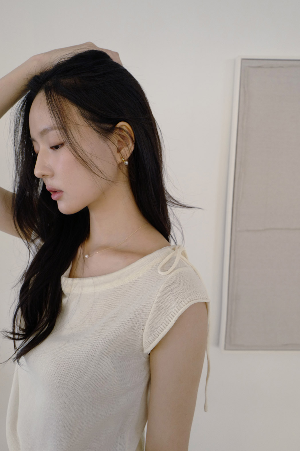 アクリルドローストリングシンプルフレンチスリーブ無地春夏秋 | DHOLIC | 詳細画像12