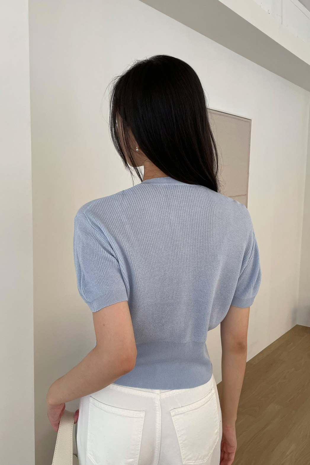 アクリルボタンラウンドネックベーシック半袖無地カーディガン春夏秋 | DHOLIC | 詳細画像12