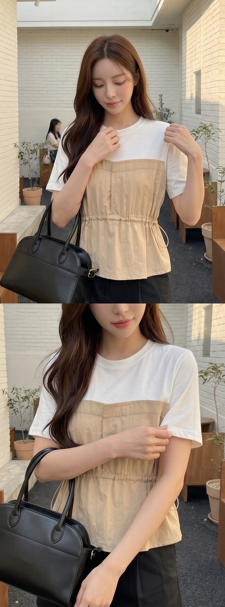 配色ドローコード半袖フレアTシャツ | 詳細画像10