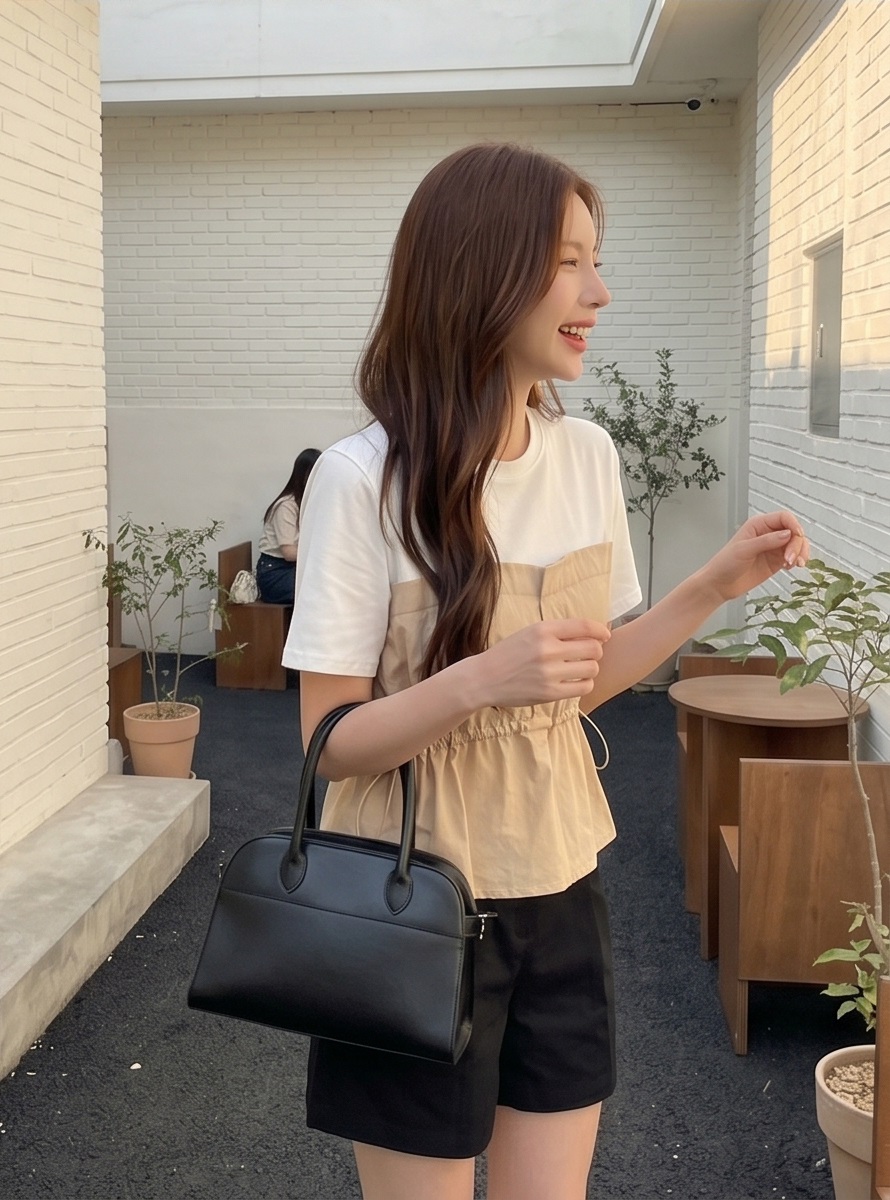 配色ドローコード半袖フレアTシャツ | 詳細画像16