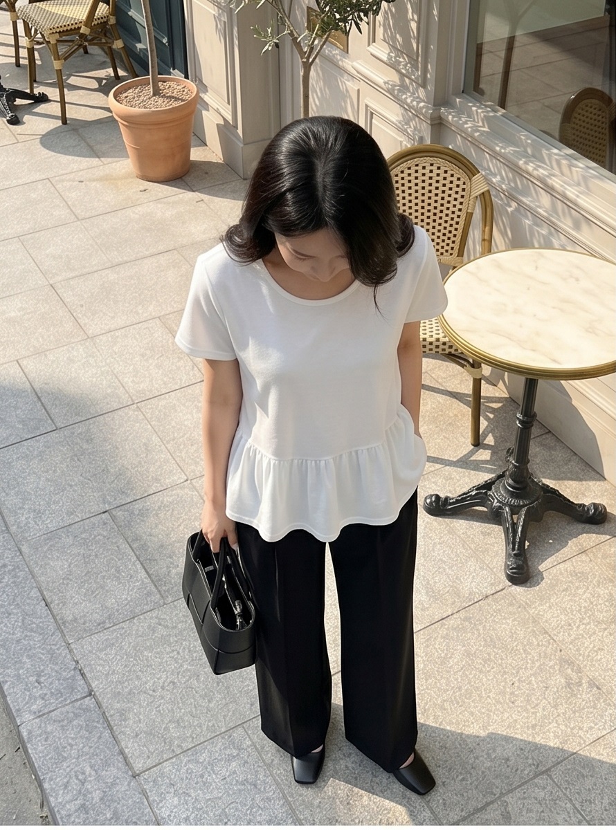 ラウンドネック半袖フレアTシャツ | 詳細画像9