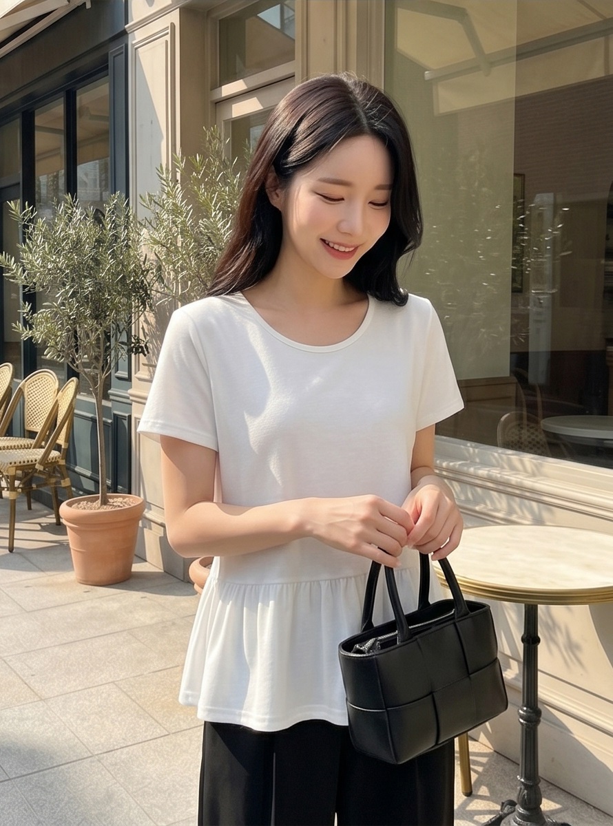 ラウンドネック半袖フレアTシャツ | 詳細画像10