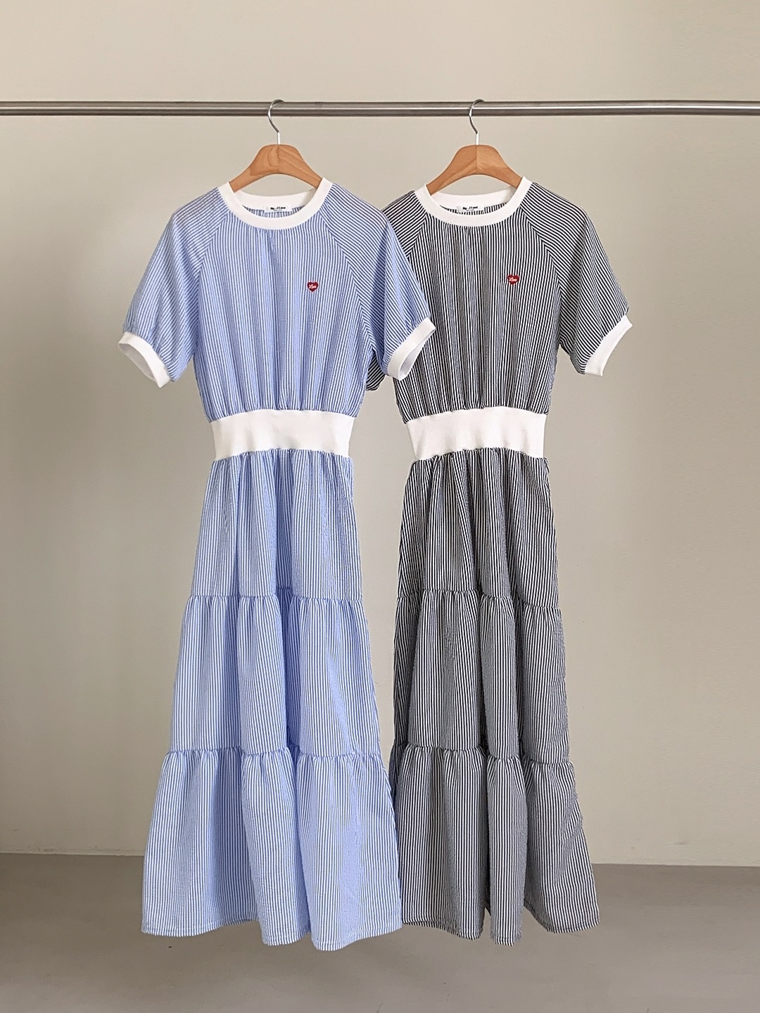 配色ロング半袖ストライプワンピース | 詳細画像17