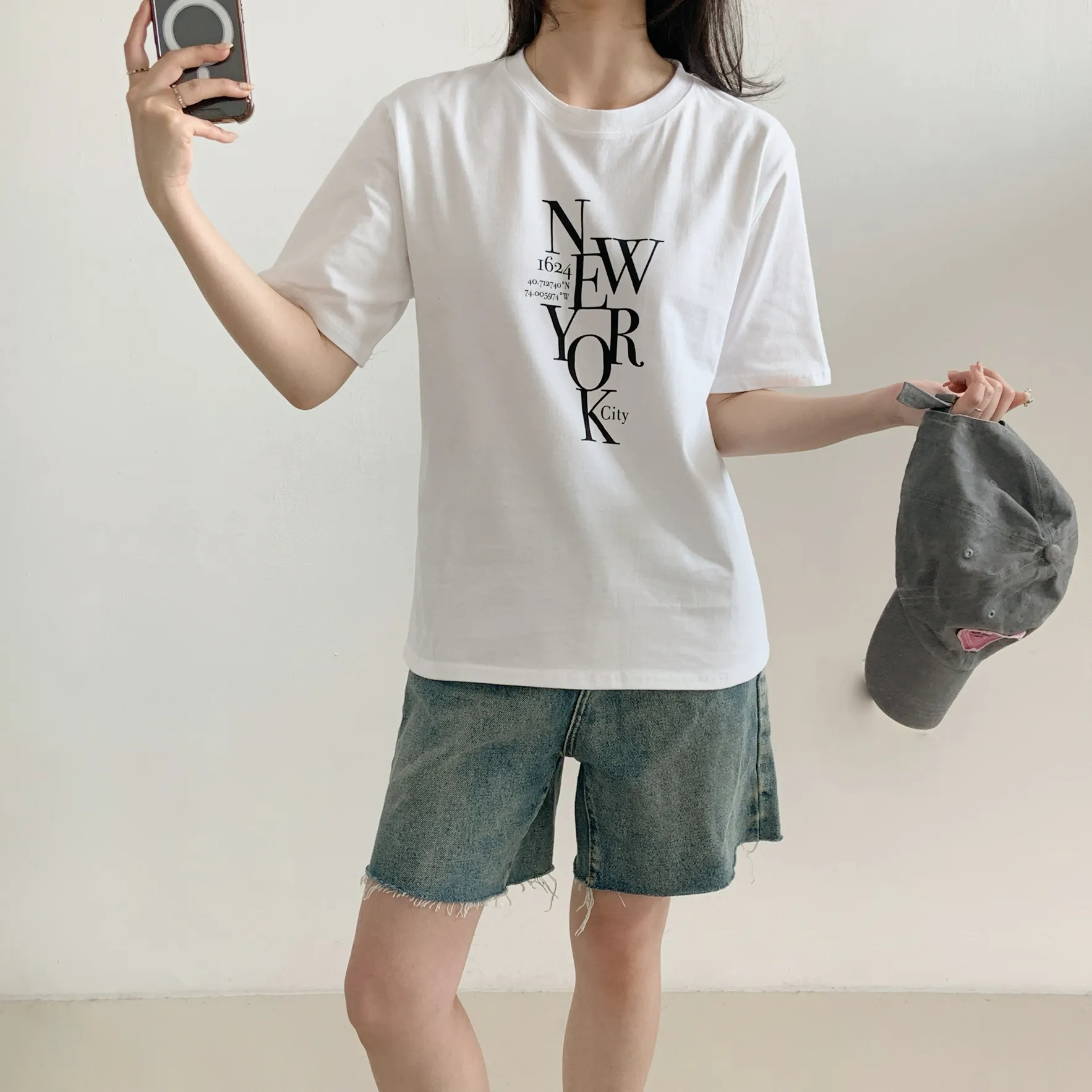 ラウンドネック半袖レタリングTシャツ | 詳細画像1