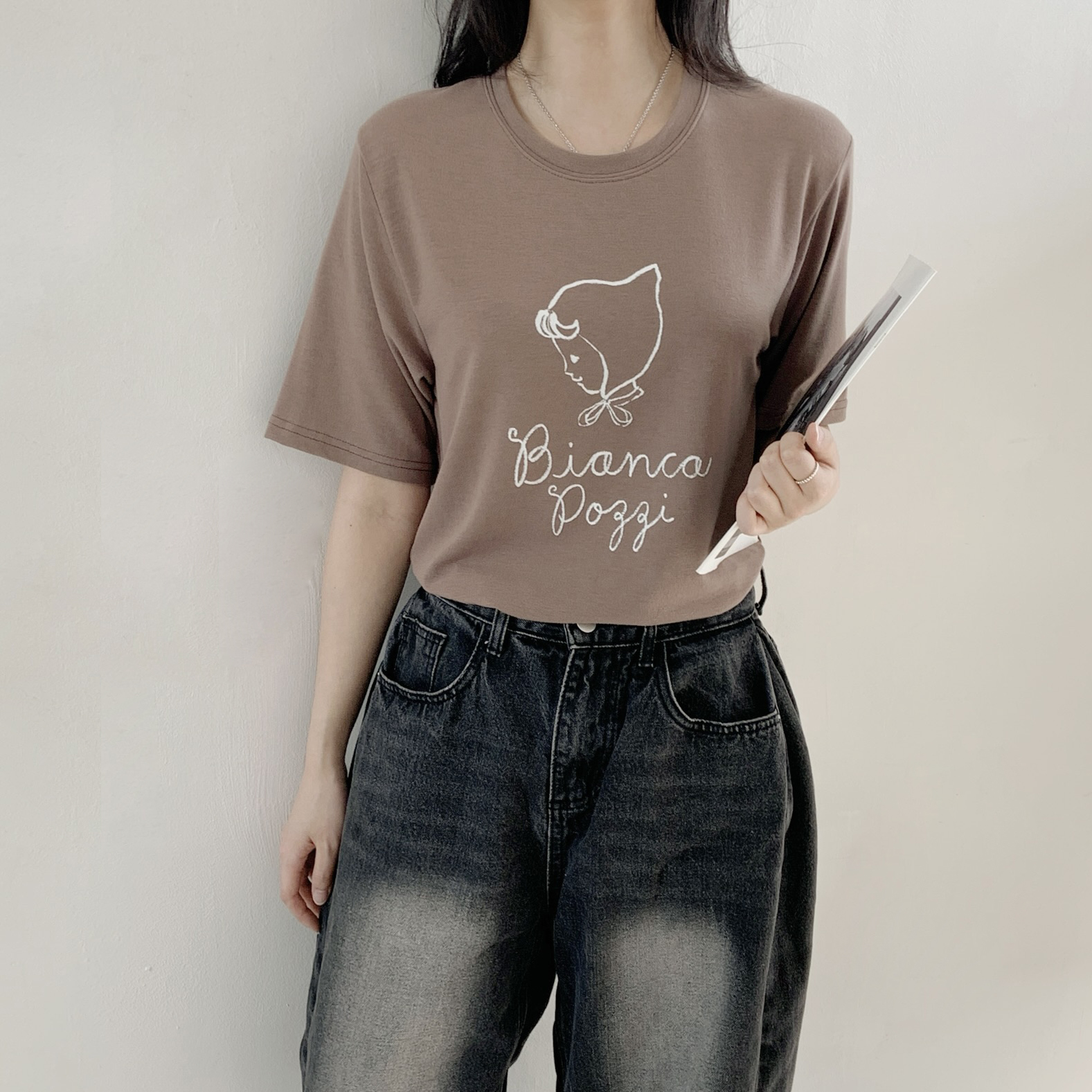 ラウンドネックルーズ半袖レタリングTシャツ | 詳細画像5