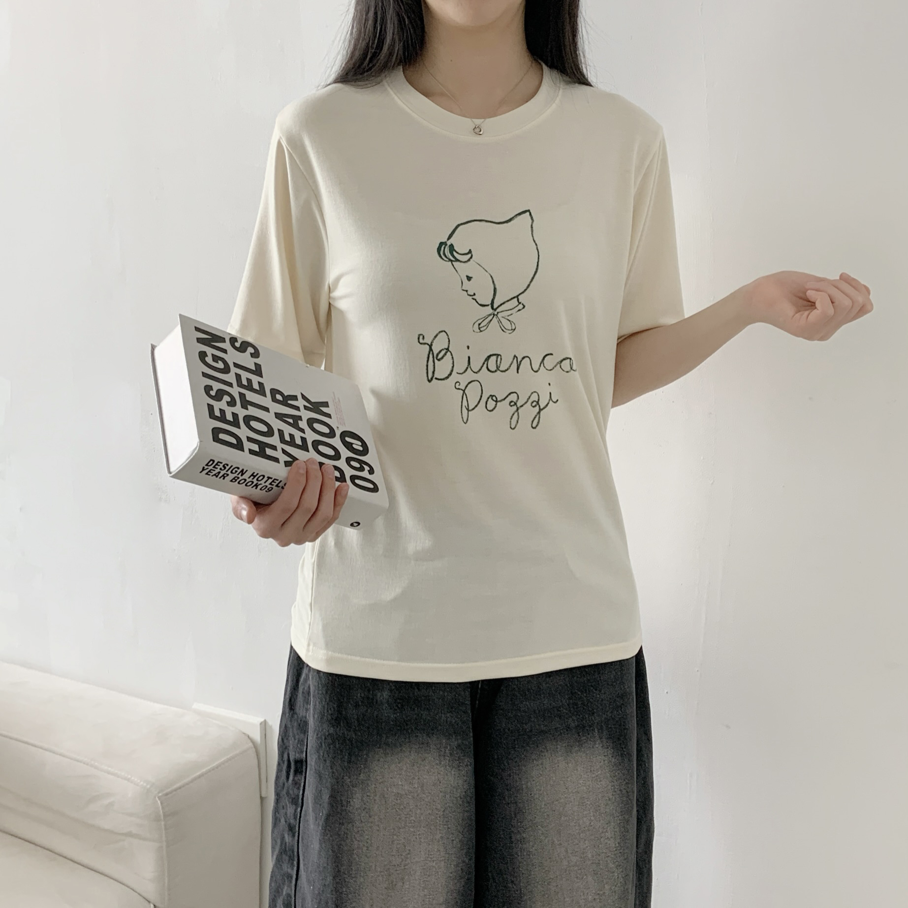 ラウンドネックルーズ半袖レタリングTシャツ | 詳細画像6