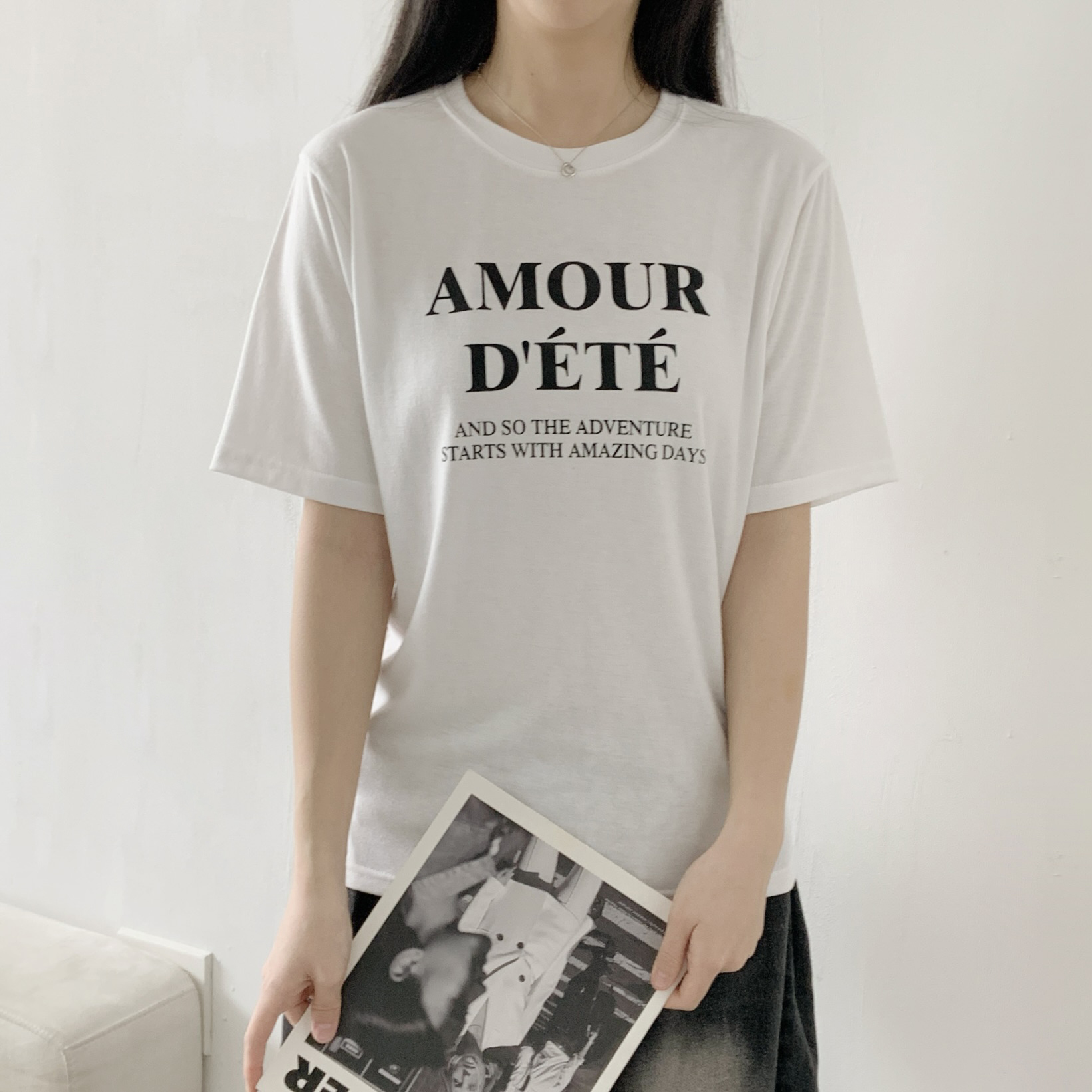 ラウンドネック半袖レタリングTシャツ | 詳細画像8