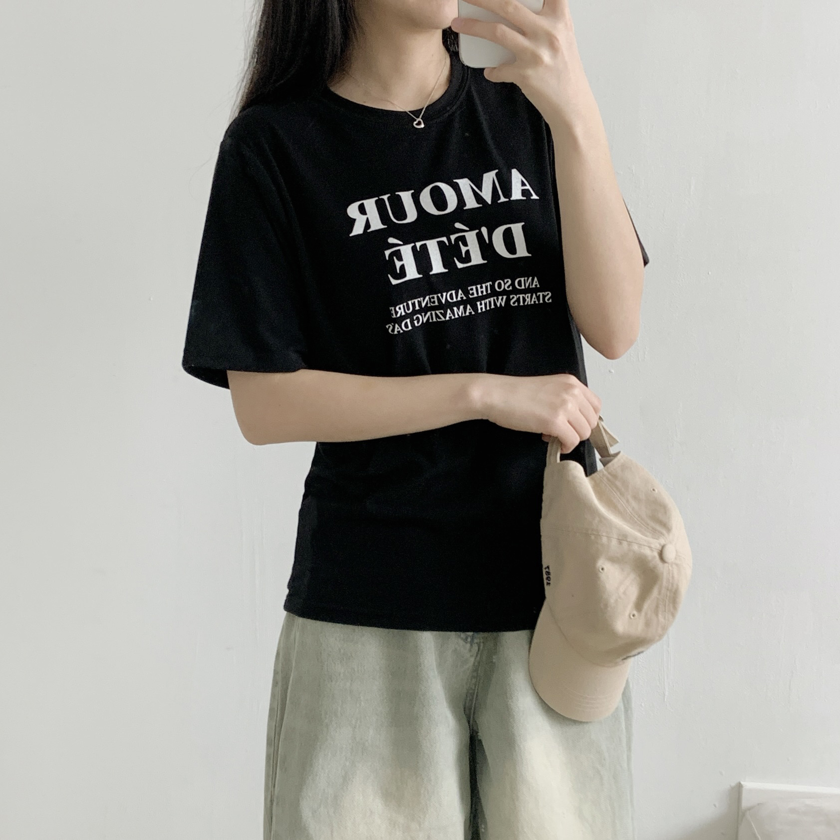 ラウンドネック半袖レタリングTシャツ | 詳細画像7