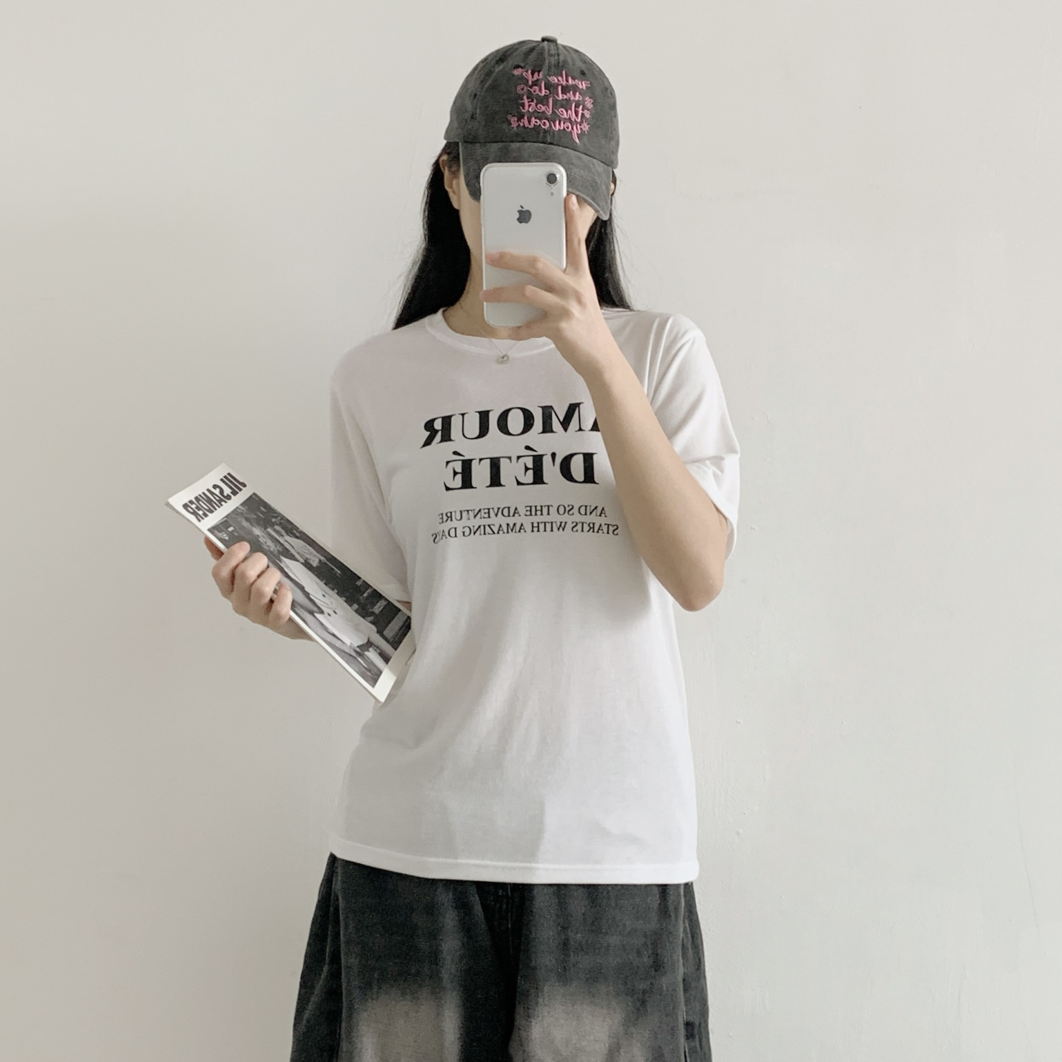 ラウンドネック半袖レタリングTシャツ | 詳細画像9